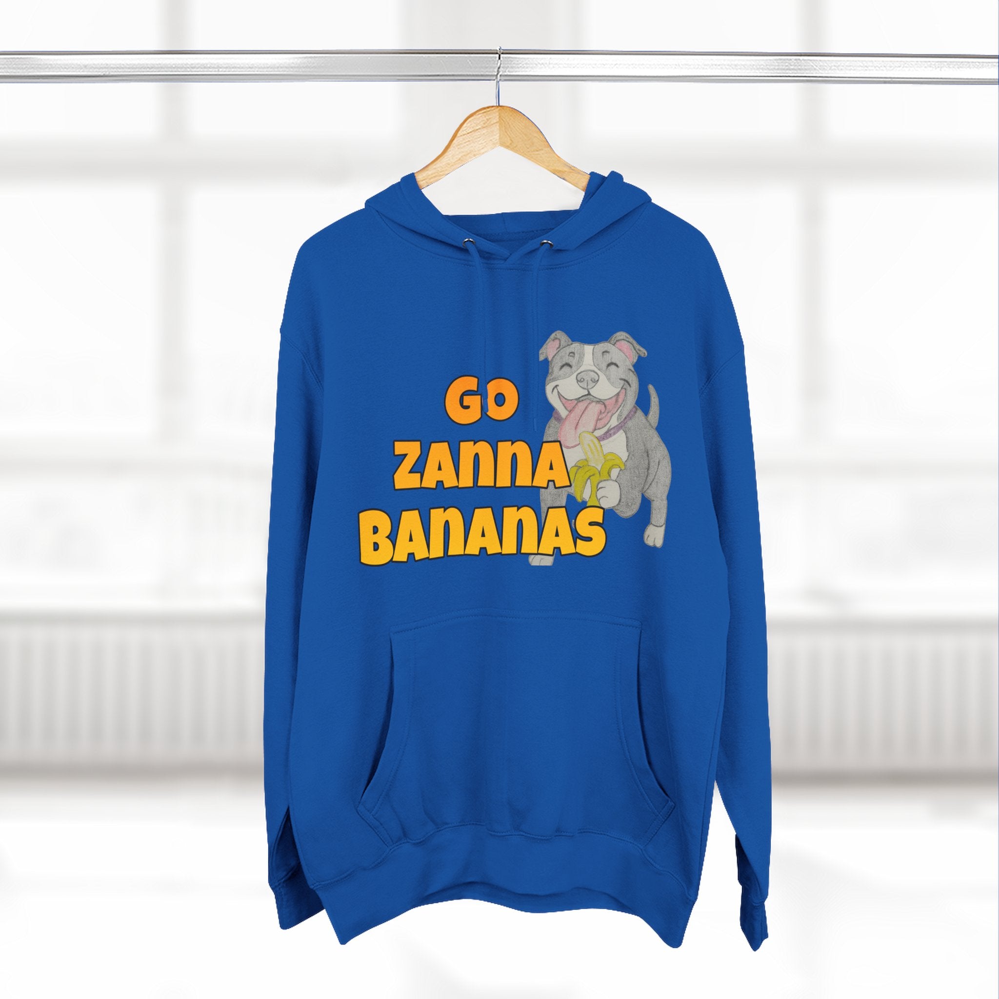 Go Zanna Bananas Fleece Hoodie, Funny Pet Lover Gift, Cozy Sweatshirt for Dog Owners, Perfect for Casual Wear, Great for Birthdays