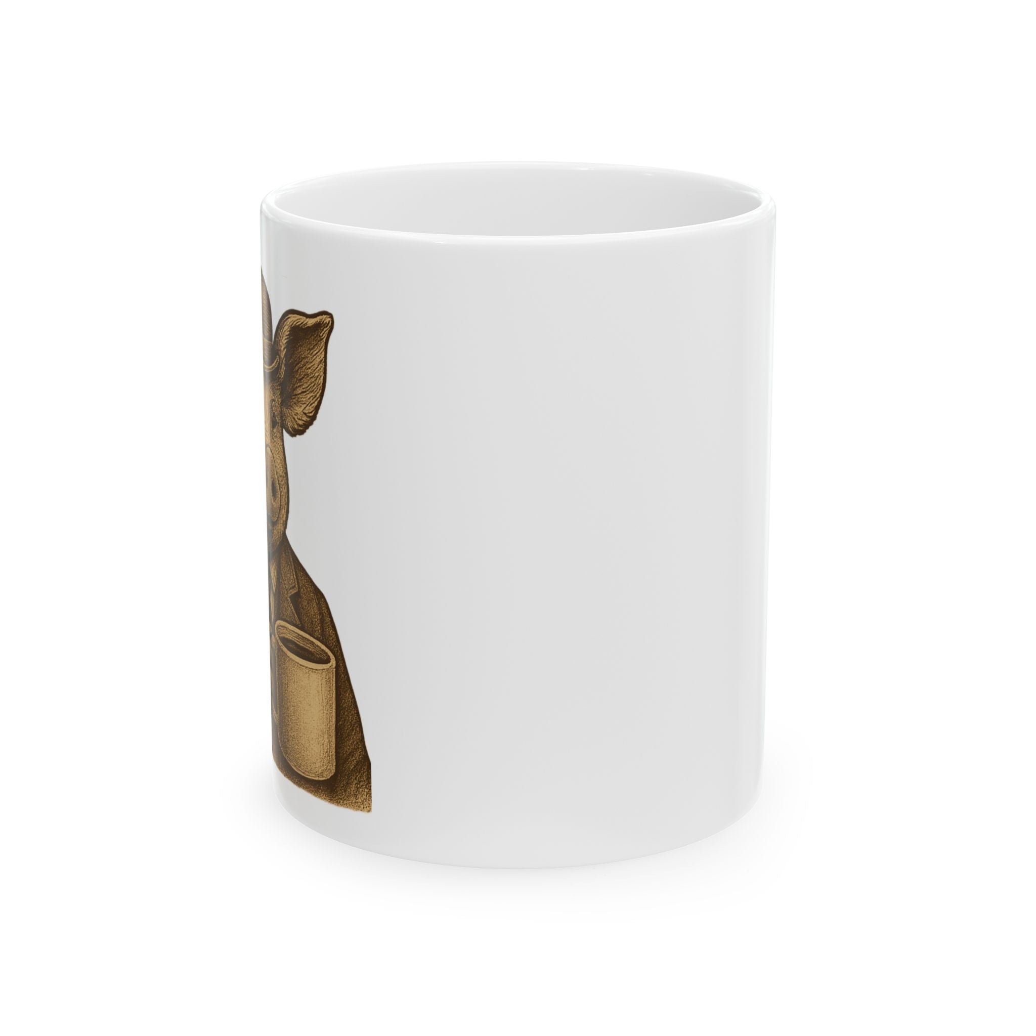 Pig holding coffee 11 oz