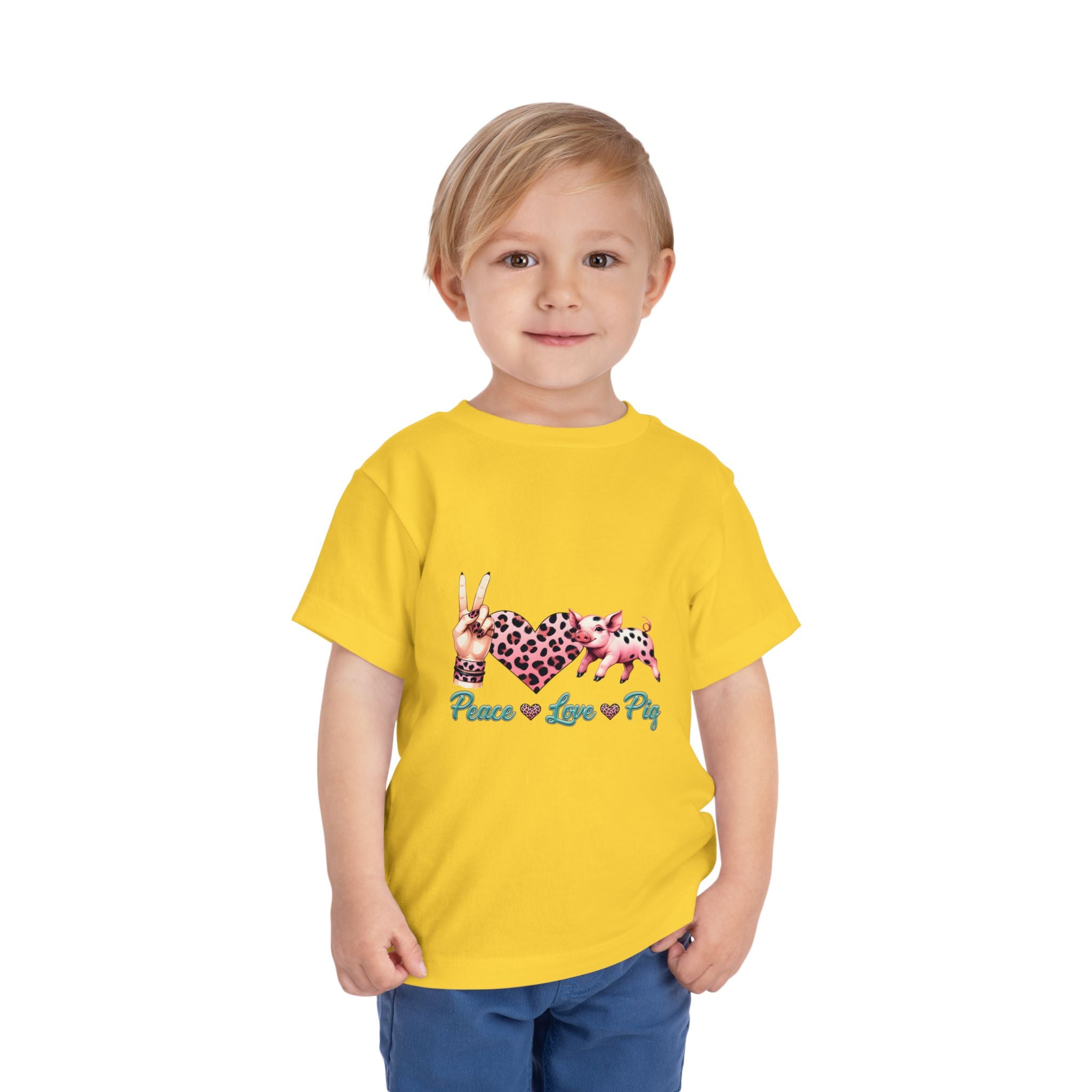 Toddler Peace, Love & Pig Tee, Cute Kid's T-Shirt, Animal Lovers Gift, Birthday Outfit, Playful Graphic Tee