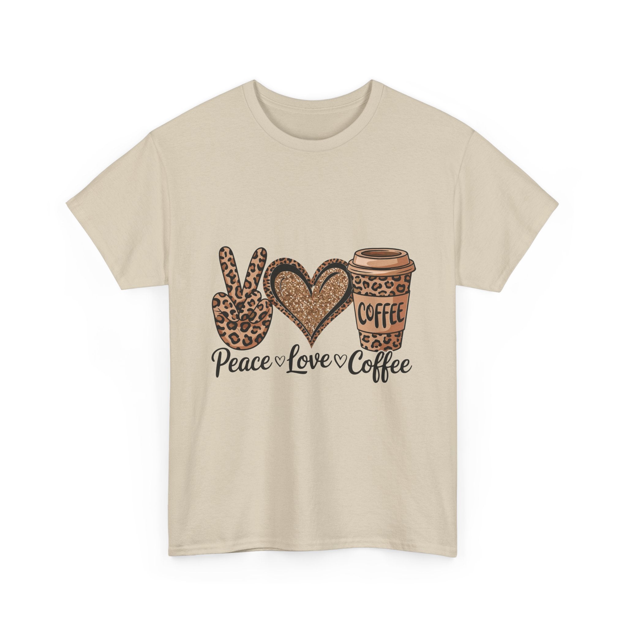 Peace, Love, Coffee Unisex Tee | Cozy Graphic Tee for Coffee Lovers
