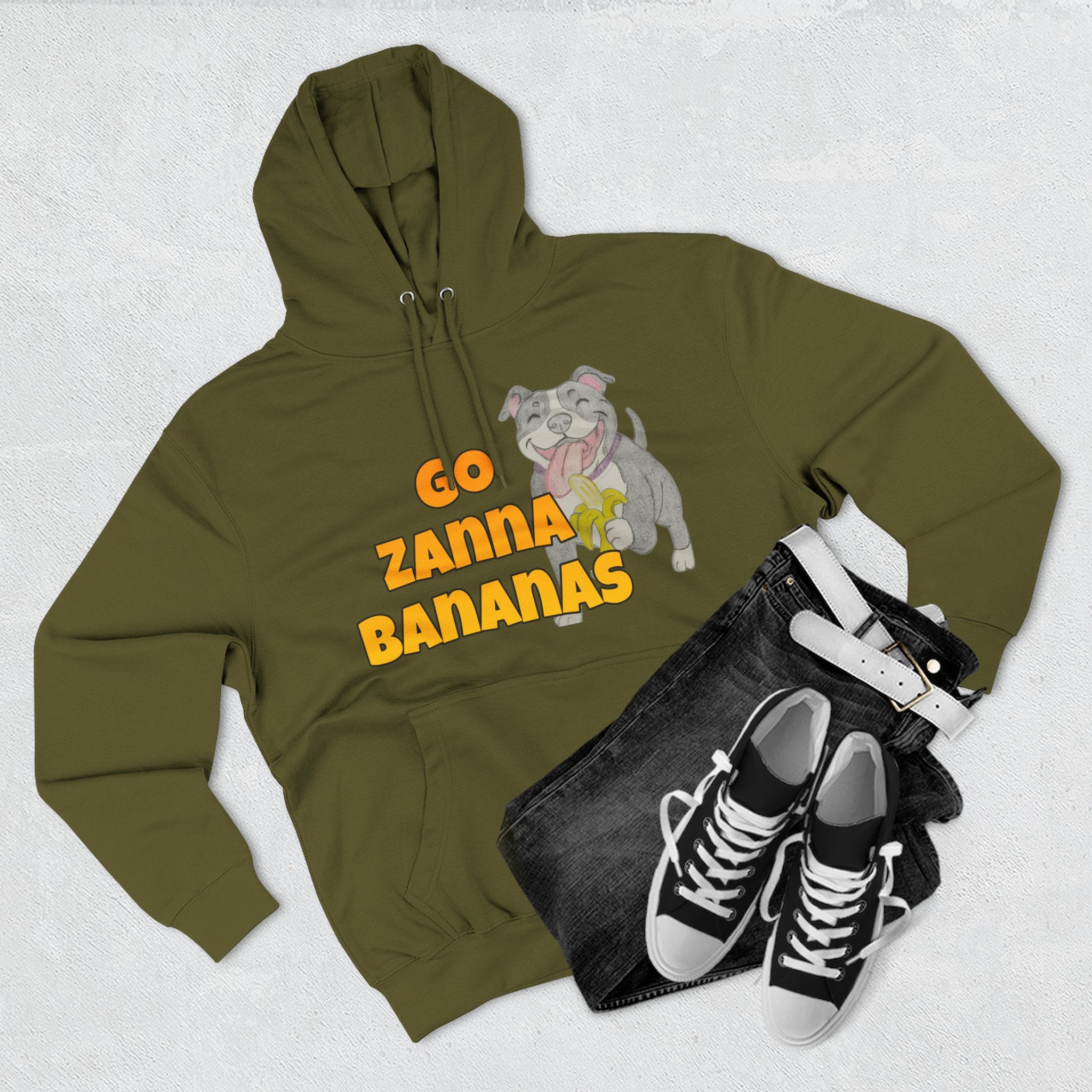 Go Zanna Bananas Fleece Hoodie, Funny Pet Lover Gift, Cozy Sweatshirt for Dog Owners, Perfect for Casual Wear, Great for Birthdays