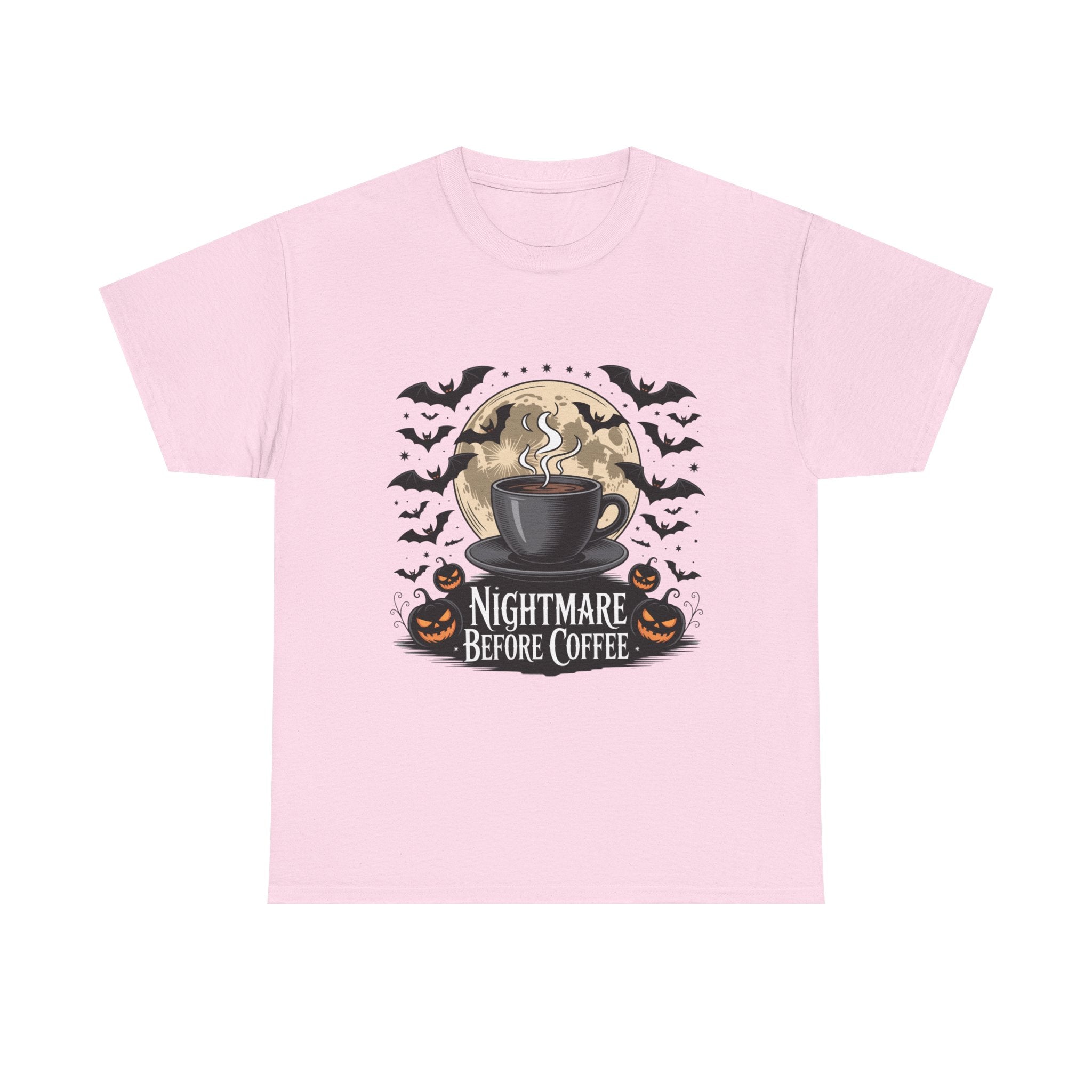 Unisex Heavy Cotton Tee - Nightmare Before Coffee Shirt, Halloween T-Shirt, Gift for Coffee Lovers, Spooky Apparel, Jack-O-Lantern Theme