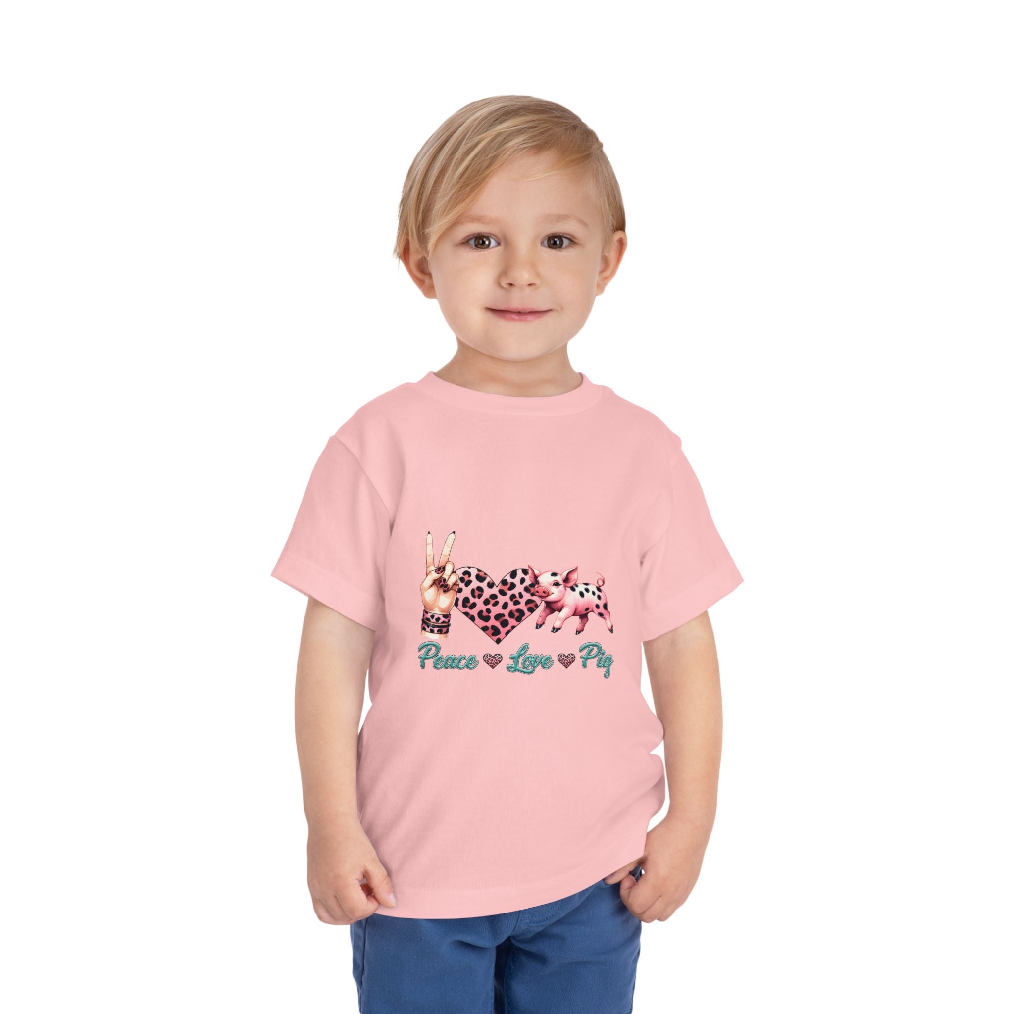 Toddler Peace, Love & Pig Tee, Cute Kid's T-Shirt, Animal Lovers Gift, Birthday Outfit, Playful Graphic Tee