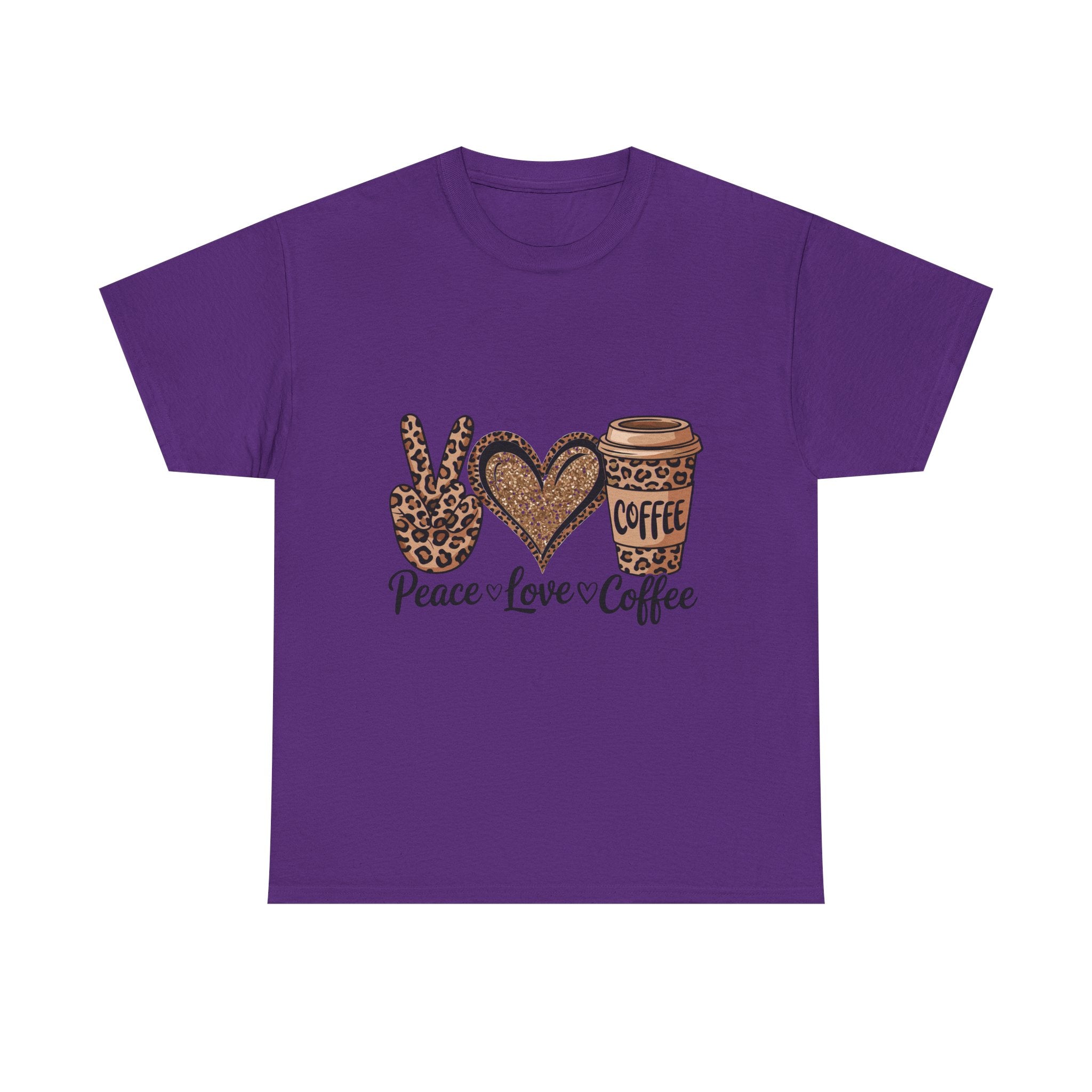 Peace, Love, Coffee Unisex Tee | Cozy Graphic Tee for Coffee Lovers