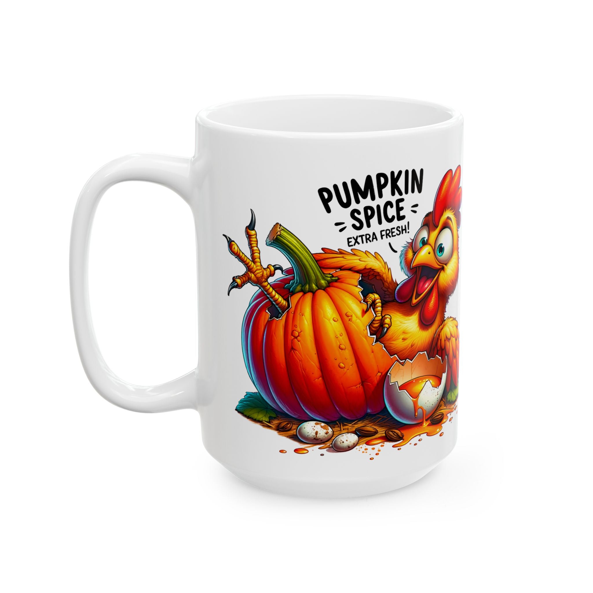 Whimsical Chicken Pumpkin Spice Ceramic Mug