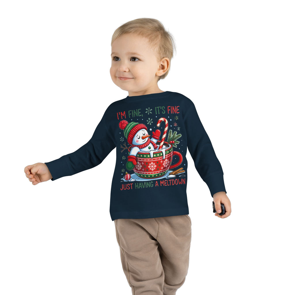 Cute Holiday Toddler Long Sleeve Tee, Christmas Shirt, Funny Snowman Top, Children's Winter Apparel, Merry & Bright Gift