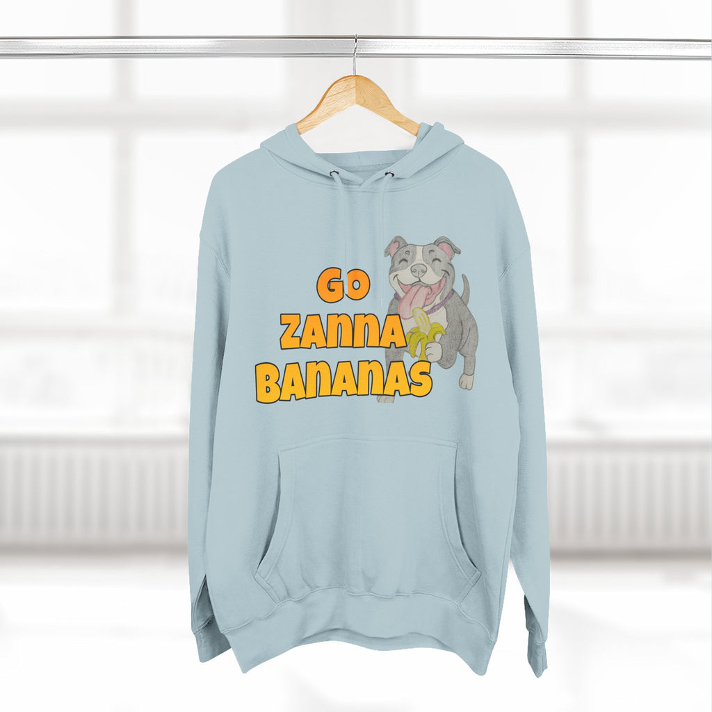 Go Zanna Bananas Fleece Hoodie, Funny Pet Lover Gift, Cozy Sweatshirt for Dog Owners, Perfect for Casual Wear, Great for Birthdays