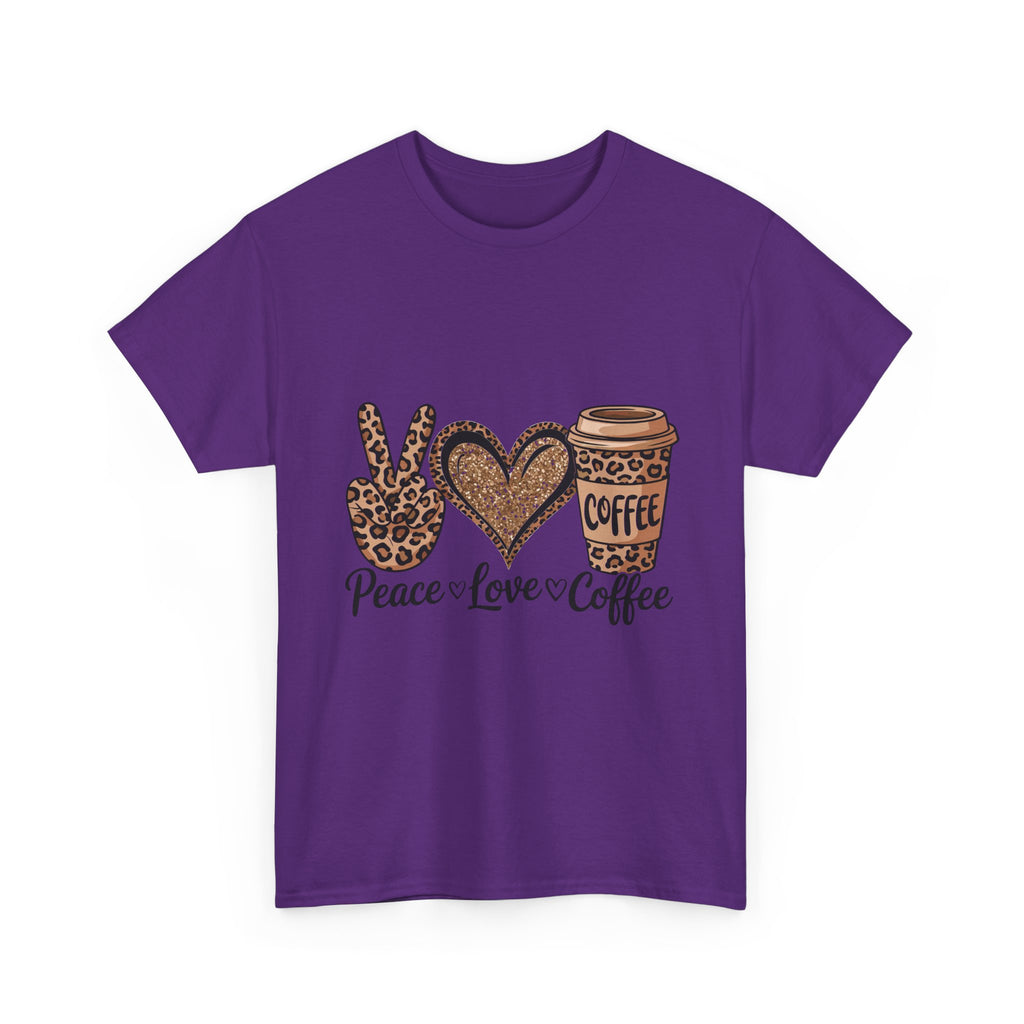 Peace, Love, Coffee Unisex Tee | Cozy Graphic Tee for Coffee Lovers