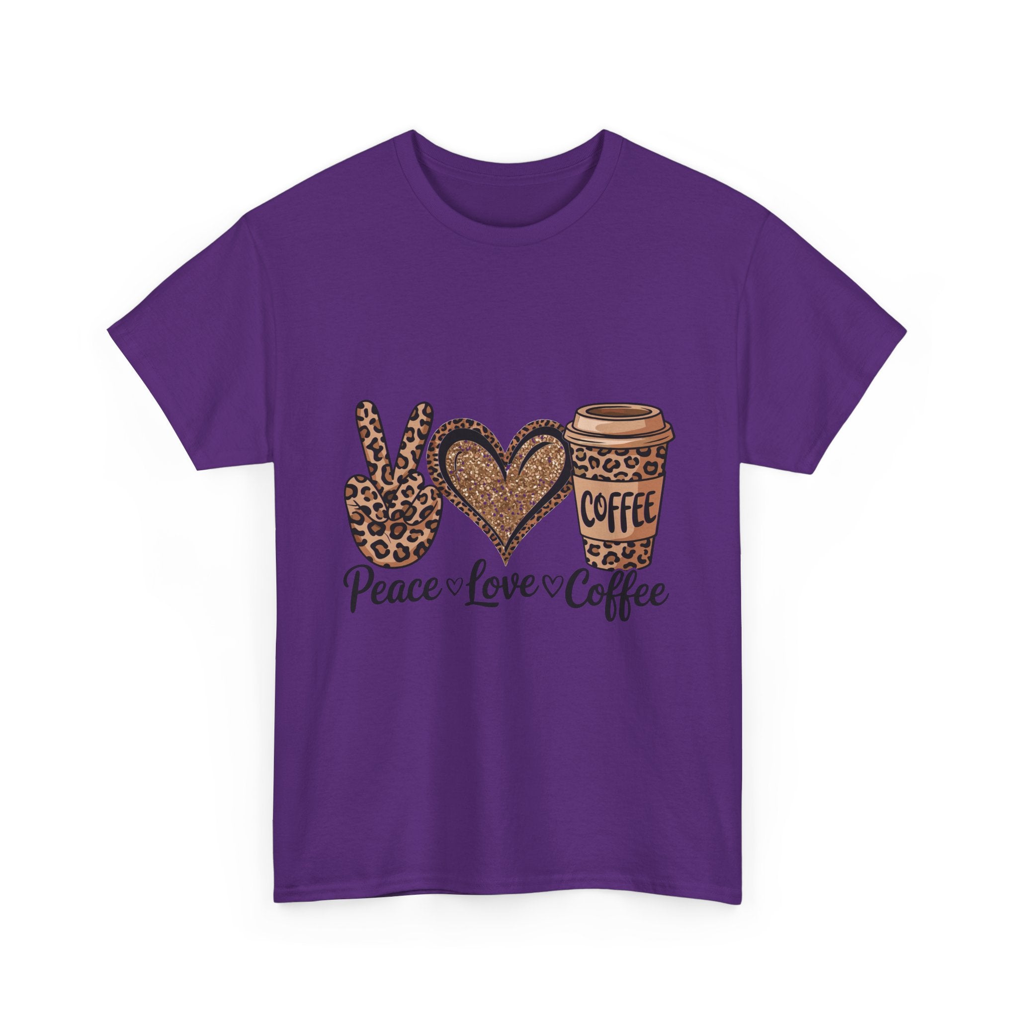 Peace, Love, Coffee Unisex Tee | Cozy Graphic Tee for Coffee Lovers
