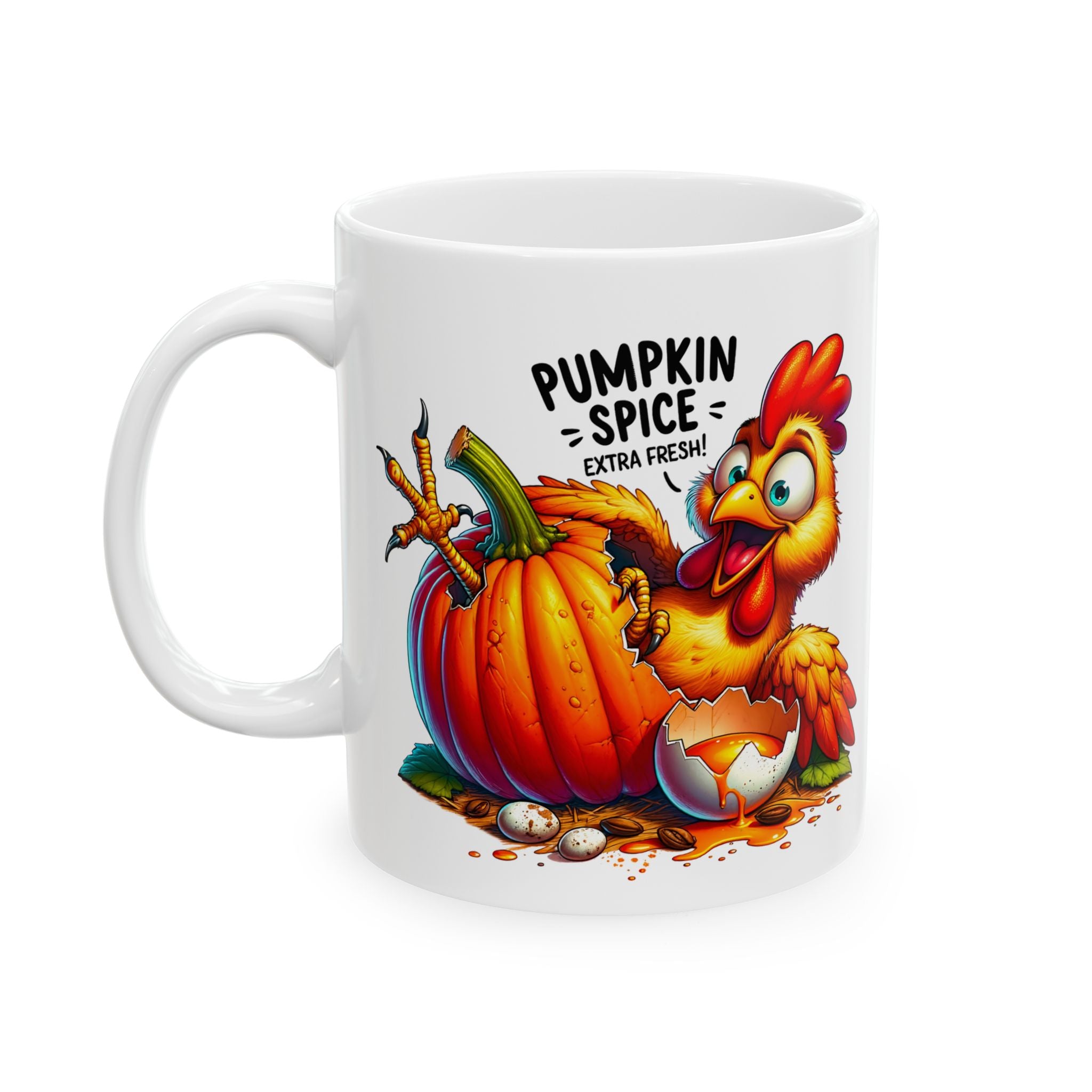 Whimsical Chicken Pumpkin Spice Ceramic Mug
