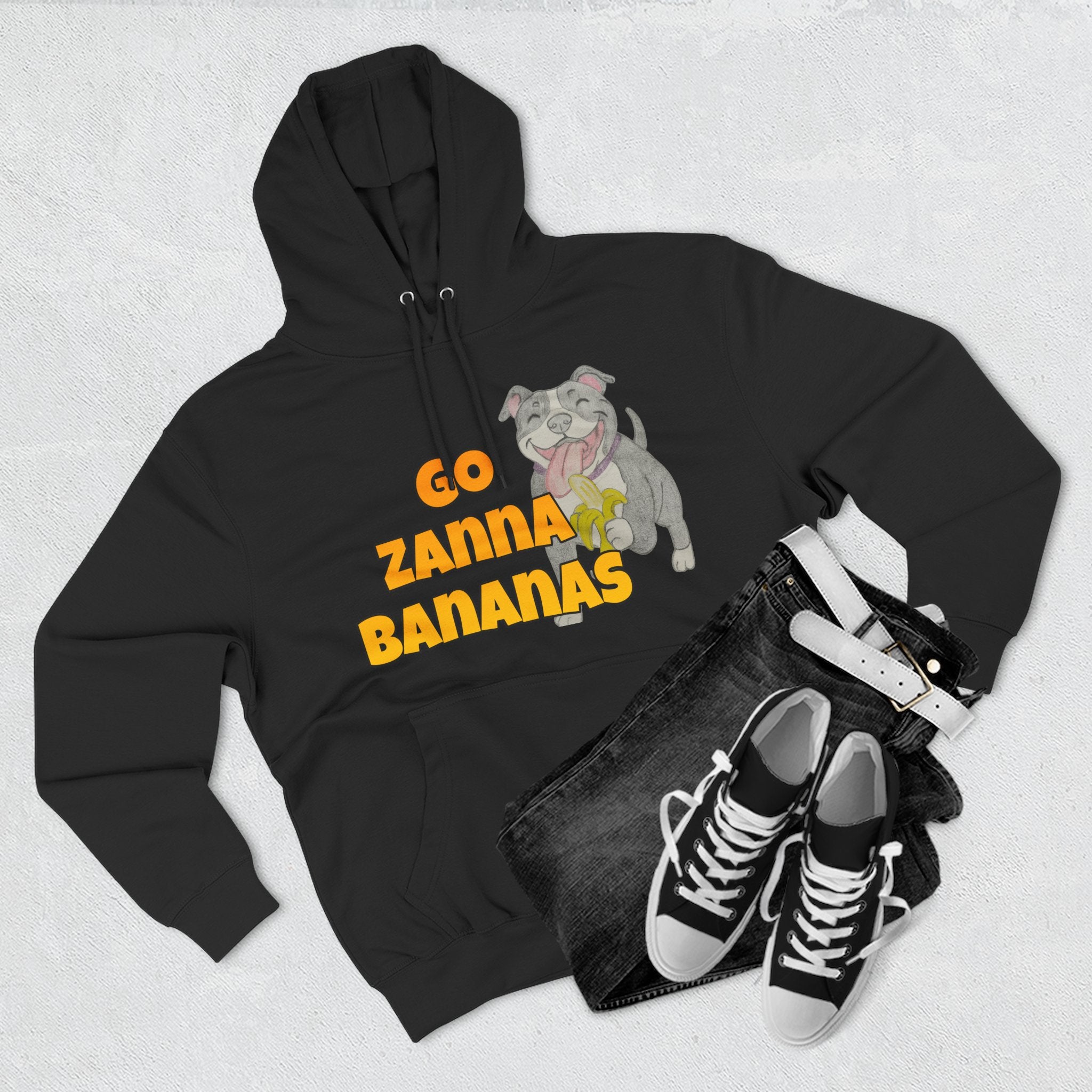Go Zanna Bananas Fleece Hoodie, Funny Pet Lover Gift, Cozy Sweatshirt for Dog Owners, Perfect for Casual Wear, Great for Birthdays