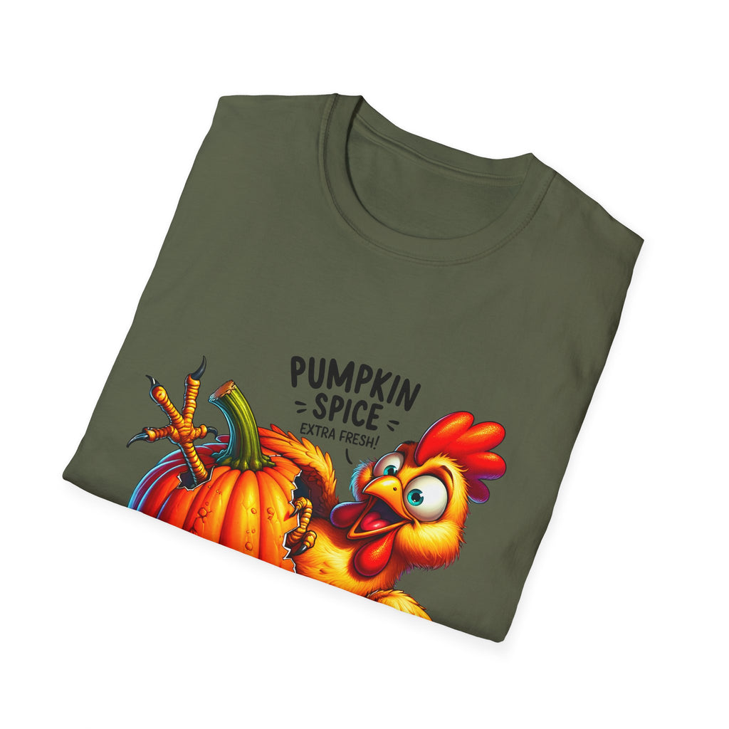 Pumpkin Spice Chicken T-Shirt, Fall Tees, Funny Halloween Shirt, Unisex Graphic Tee, Autumn Apparel, Gift for Thanksgiving