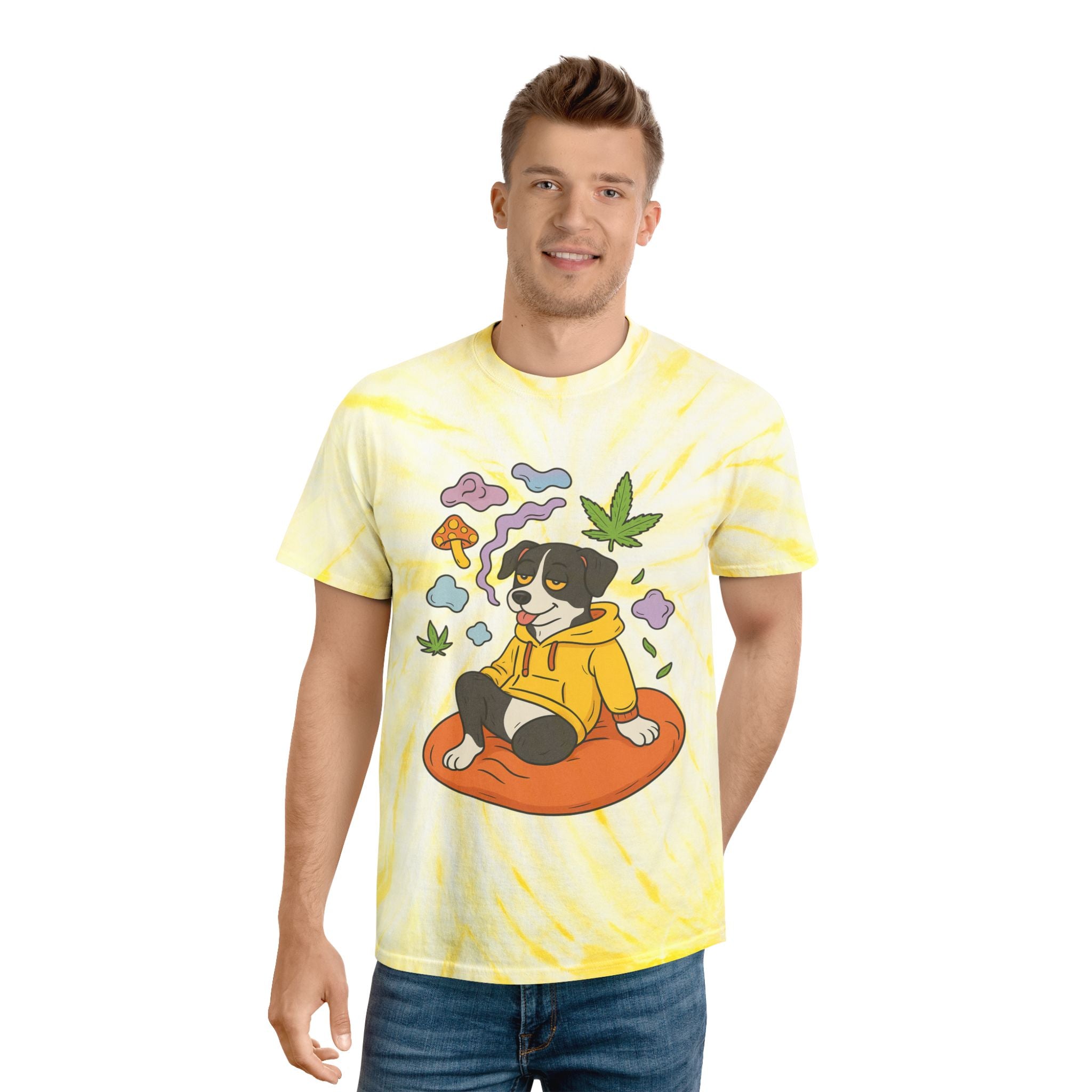 Chill Tie-Dye Tee, Cozy Fun Shirt, Summer Vibes Tee, Casual Streetwear, Unique Graphic Tee, Perfect Gift for Dog Lovers