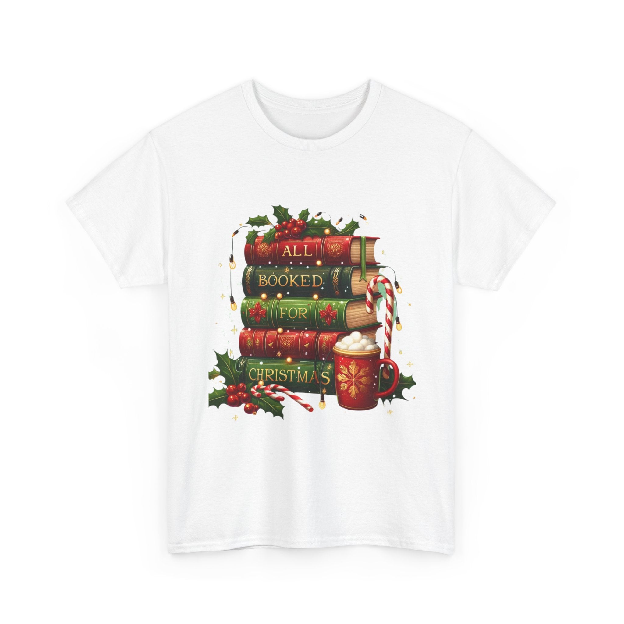 Christmas Themed Tee, Festive T-Shirt, Book Lovers Gift, Holiday Apparel, Cozy Winter Wear, Unisex Cotton Tee
