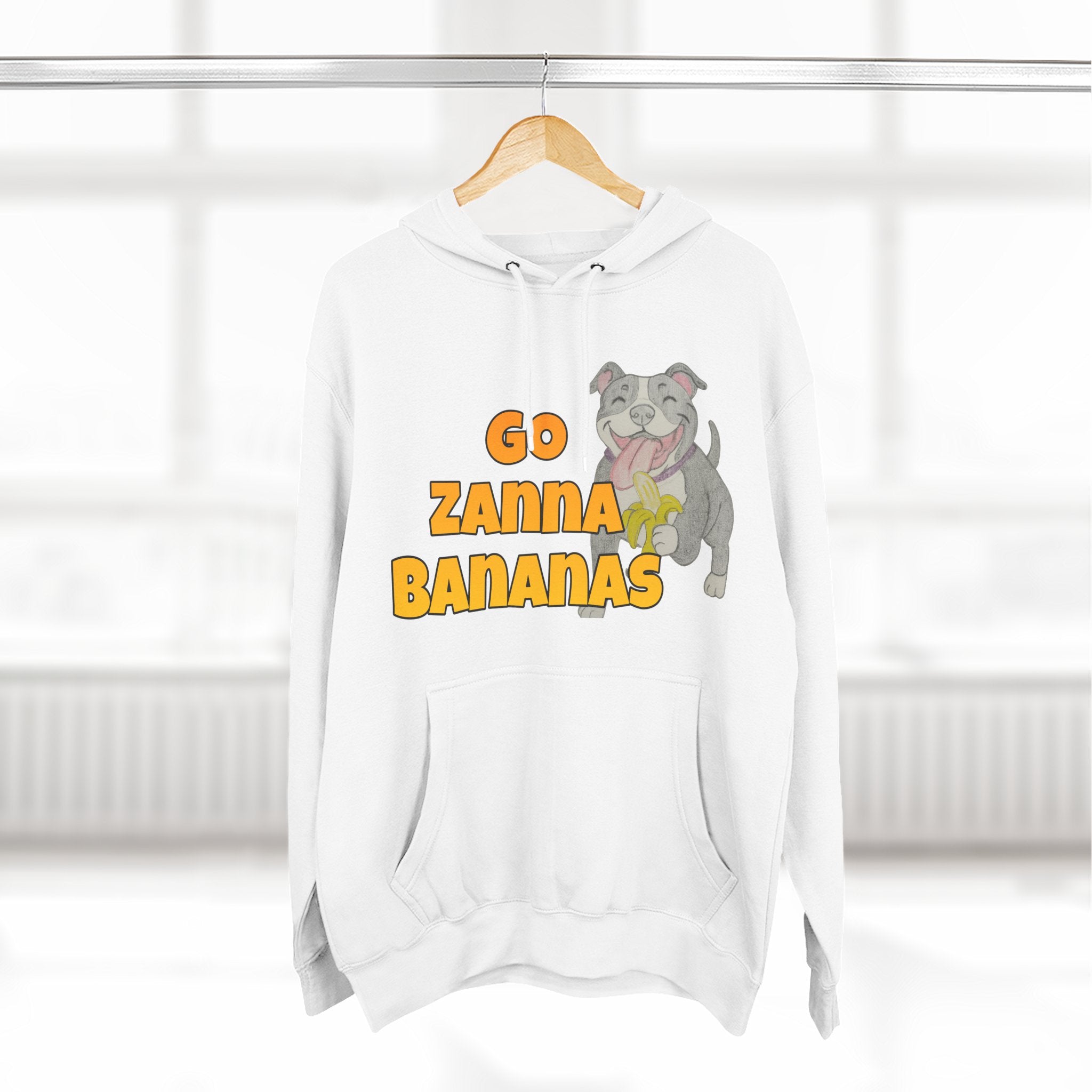 Go Zanna Bananas Fleece Hoodie, Funny Pet Lover Gift, Cozy Sweatshirt for Dog Owners, Perfect for Casual Wear, Great for Birthdays