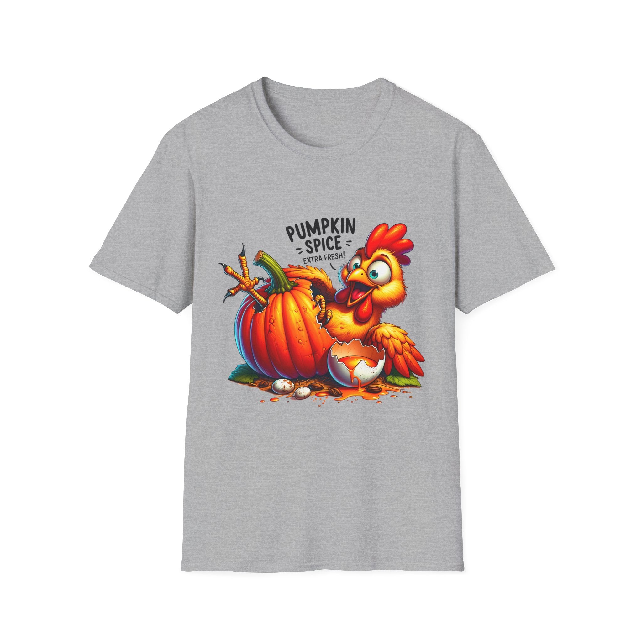 Pumpkin Spice Chicken T-Shirt, Fall Tees, Funny Halloween Shirt, Unisex Graphic Tee, Autumn Apparel, Gift for Thanksgiving