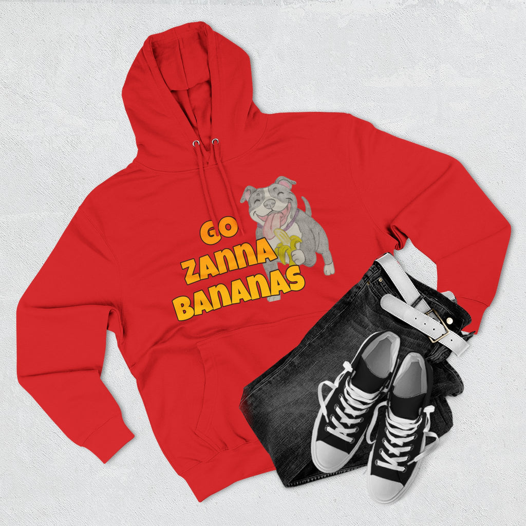 Go Zanna Bananas Fleece Hoodie, Funny Pet Lover Gift, Cozy Sweatshirt for Dog Owners, Perfect for Casual Wear, Great for Birthdays