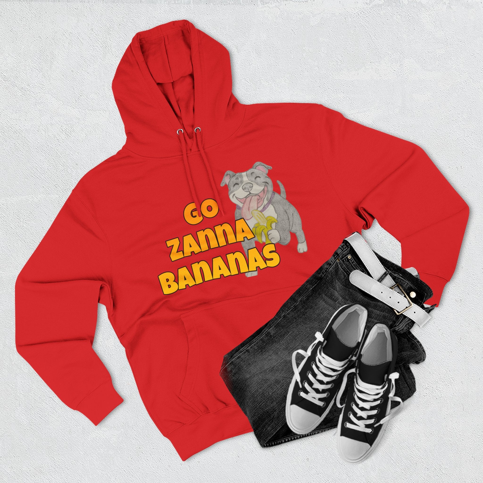 Go Zanna Bananas Fleece Hoodie, Funny Pet Lover Gift, Cozy Sweatshirt for Dog Owners, Perfect for Casual Wear, Great for Birthdays