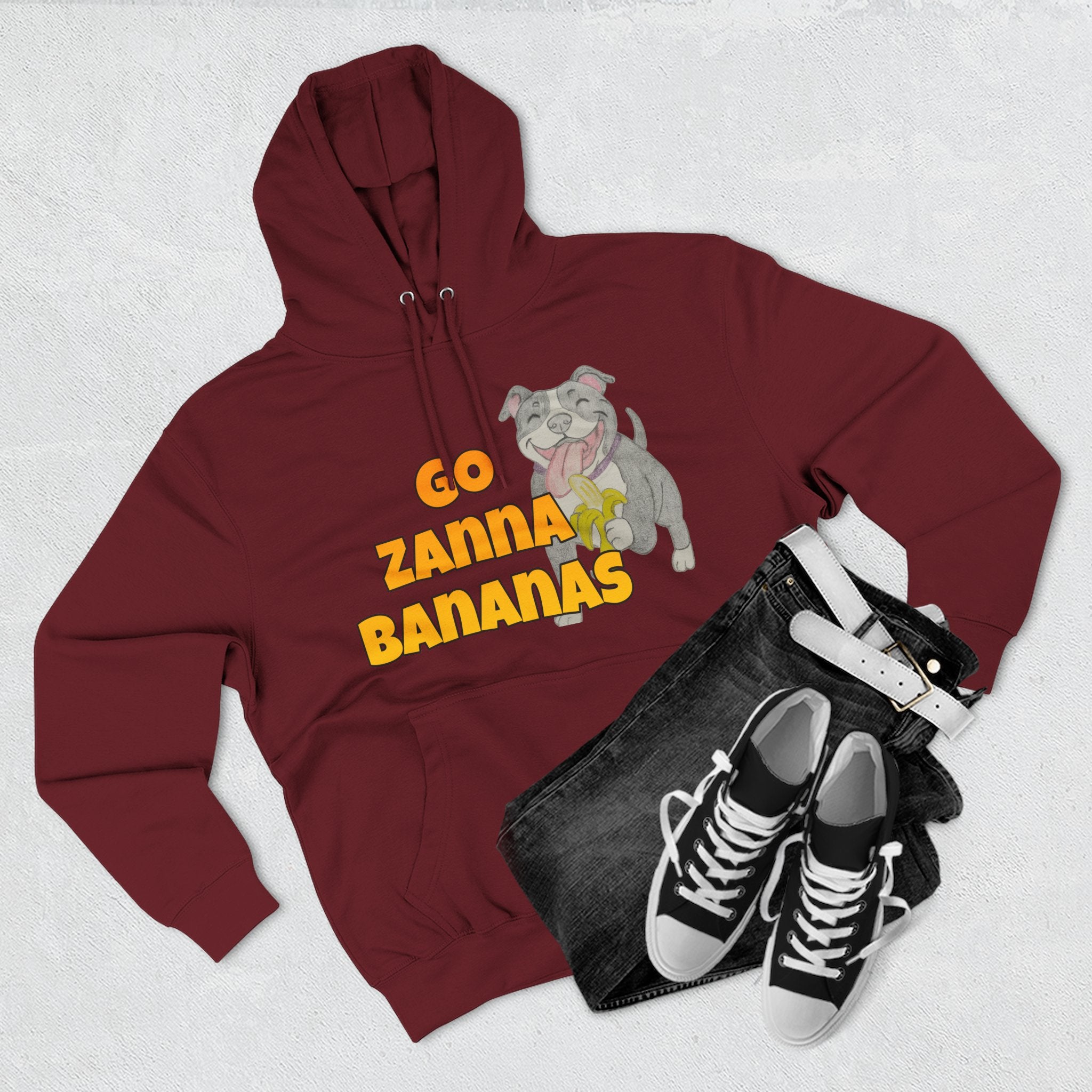 Go Zanna Bananas Fleece Hoodie, Funny Pet Lover Gift, Cozy Sweatshirt for Dog Owners, Perfect for Casual Wear, Great for Birthdays