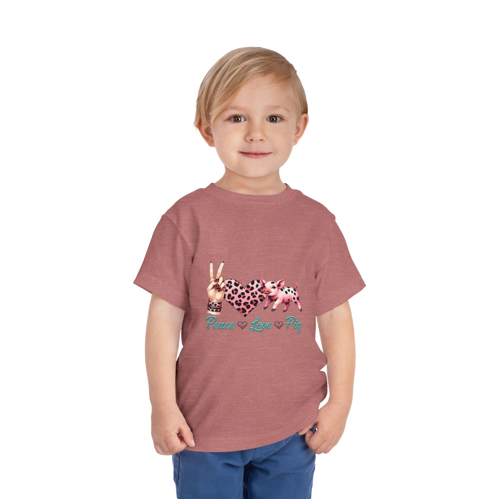 Toddler Peace, Love & Pig Tee, Cute Kid's T-Shirt, Animal Lovers Gift, Birthday Outfit, Playful Graphic Tee