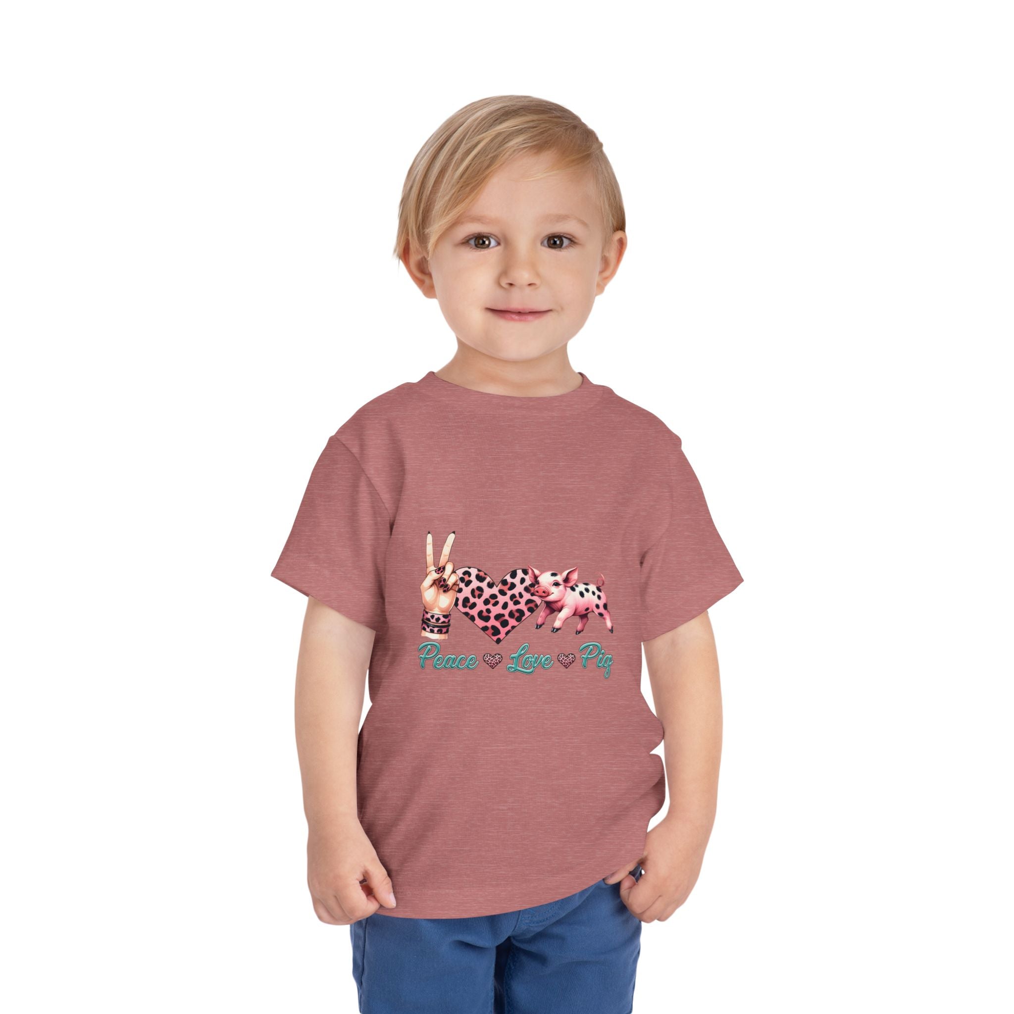 Toddler Peace, Love & Pig Tee, Cute Kid's T-Shirt, Animal Lovers Gift, Birthday Outfit, Playful Graphic Tee