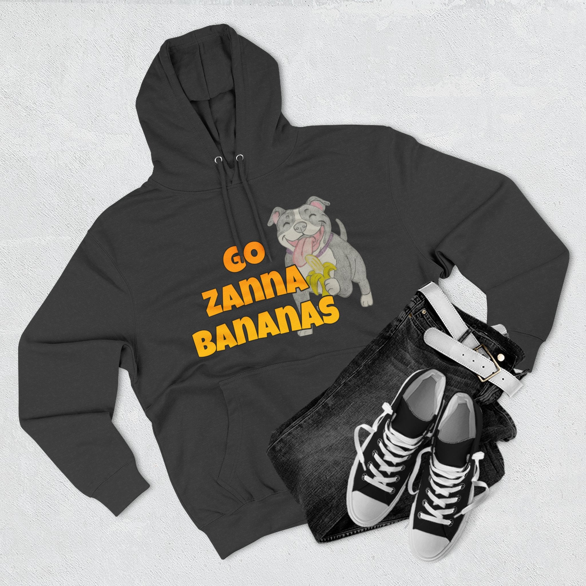 Go Zanna Bananas Fleece Hoodie, Funny Pet Lover Gift, Cozy Sweatshirt for Dog Owners, Perfect for Casual Wear, Great for Birthdays