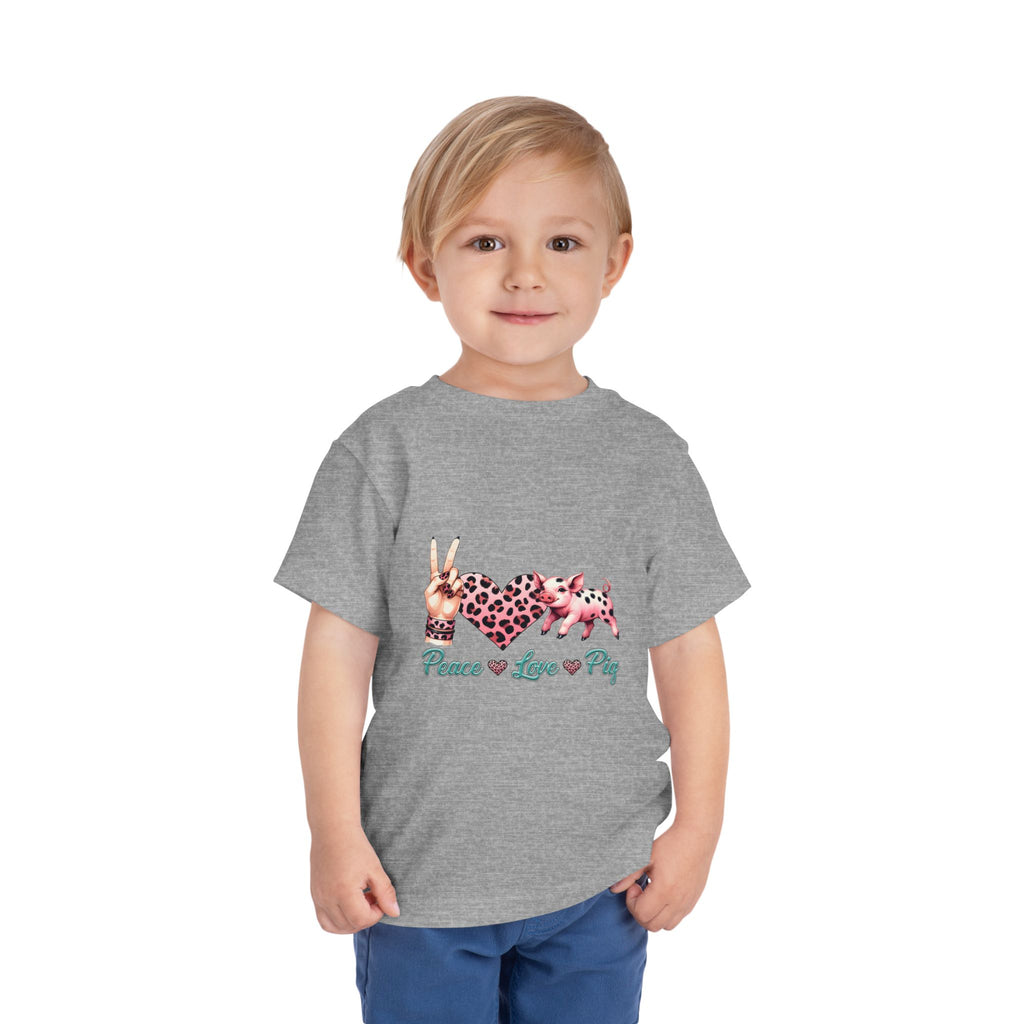 Toddler Peace, Love & Pig Tee, Cute Kid's T-Shirt, Animal Lovers Gift, Birthday Outfit, Playful Graphic Tee