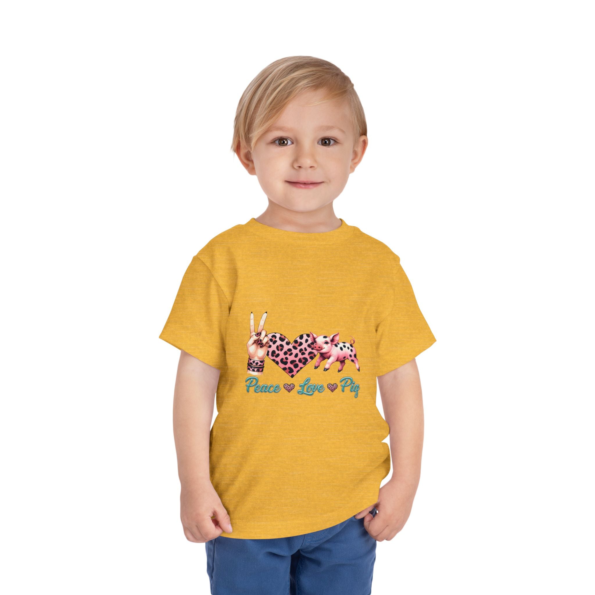 Toddler Peace, Love & Pig Tee, Cute Kid's T-Shirt, Animal Lovers Gift, Birthday Outfit, Playful Graphic Tee