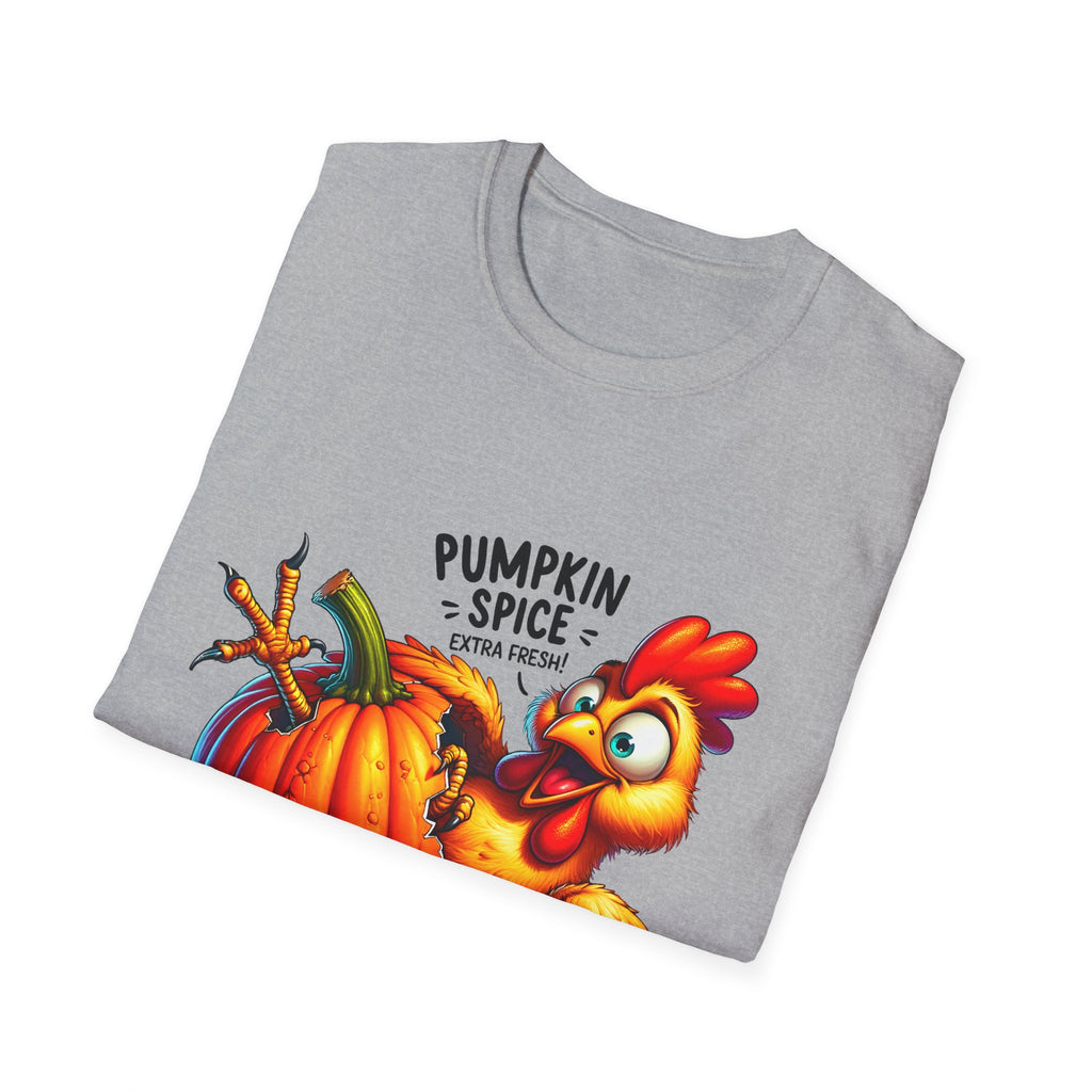 Pumpkin Spice Chicken T-Shirt, Fall Tees, Funny Halloween Shirt, Unisex Graphic Tee, Autumn Apparel, Gift for Thanksgiving