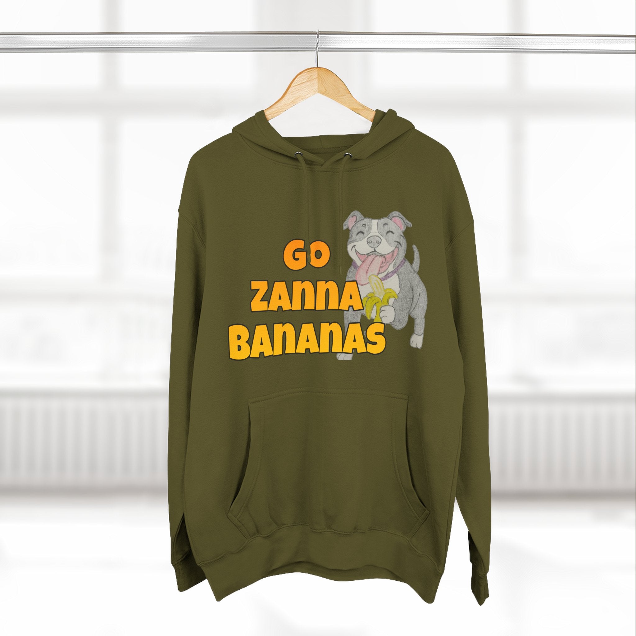 Go Zanna Bananas Fleece Hoodie, Funny Pet Lover Gift, Cozy Sweatshirt for Dog Owners, Perfect for Casual Wear, Great for Birthdays