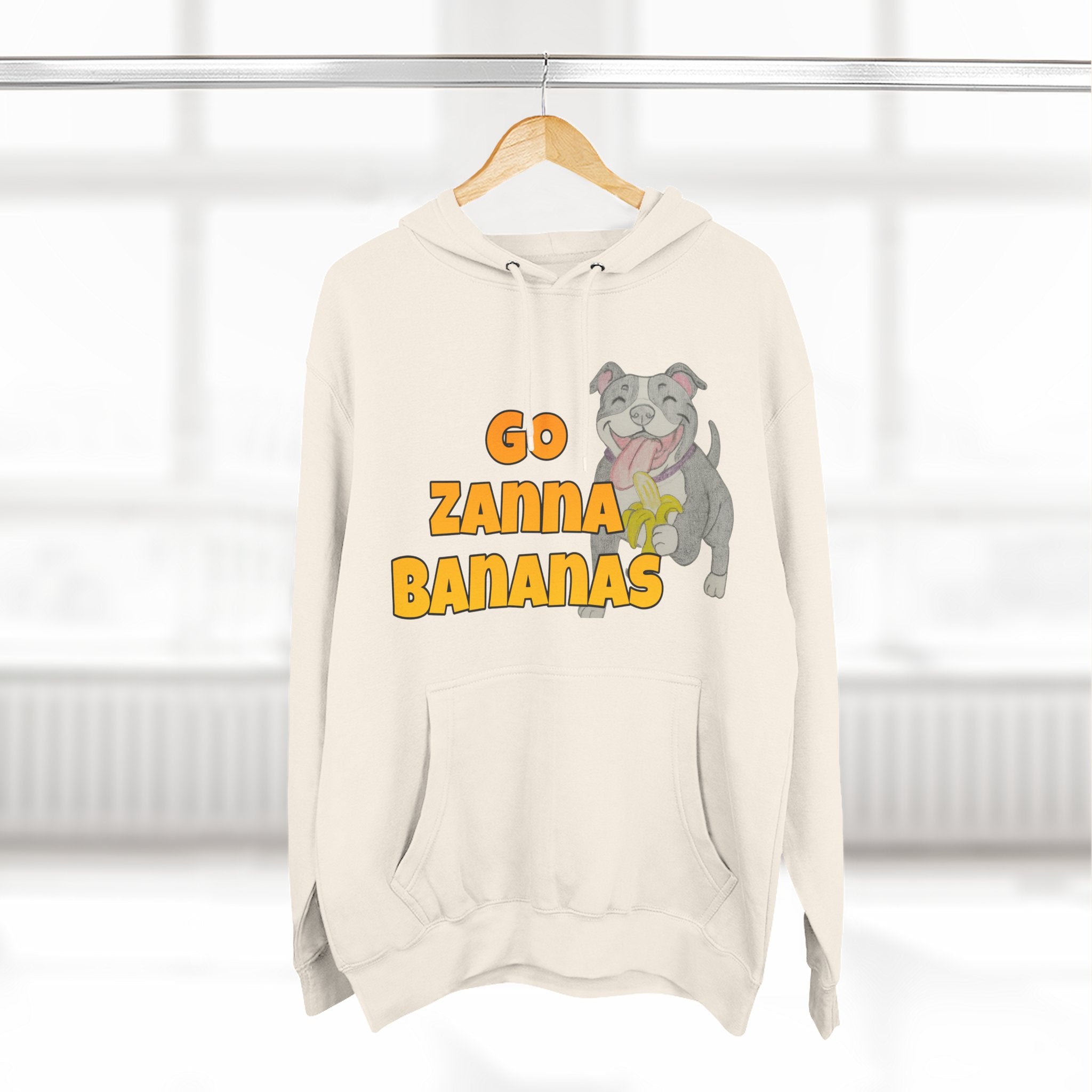 Go Zanna Bananas Fleece Hoodie, Funny Pet Lover Gift, Cozy Sweatshirt for Dog Owners, Perfect for Casual Wear, Great for Birthdays