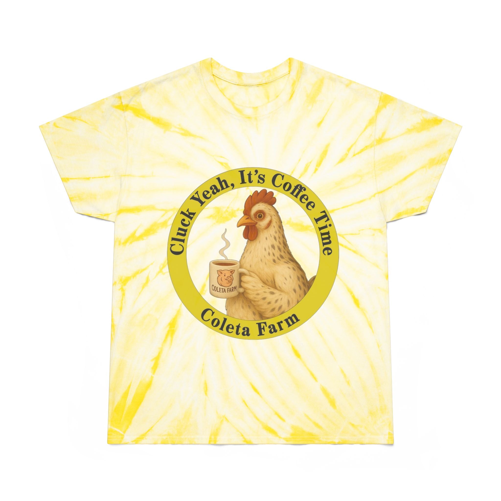 Tie-Dye Tee, Cyclone, Coffee Time Tee, Funny Chicken Shirt, Summer Vibe T-Shirt, Gift for Farmers, Casual Daily Wear