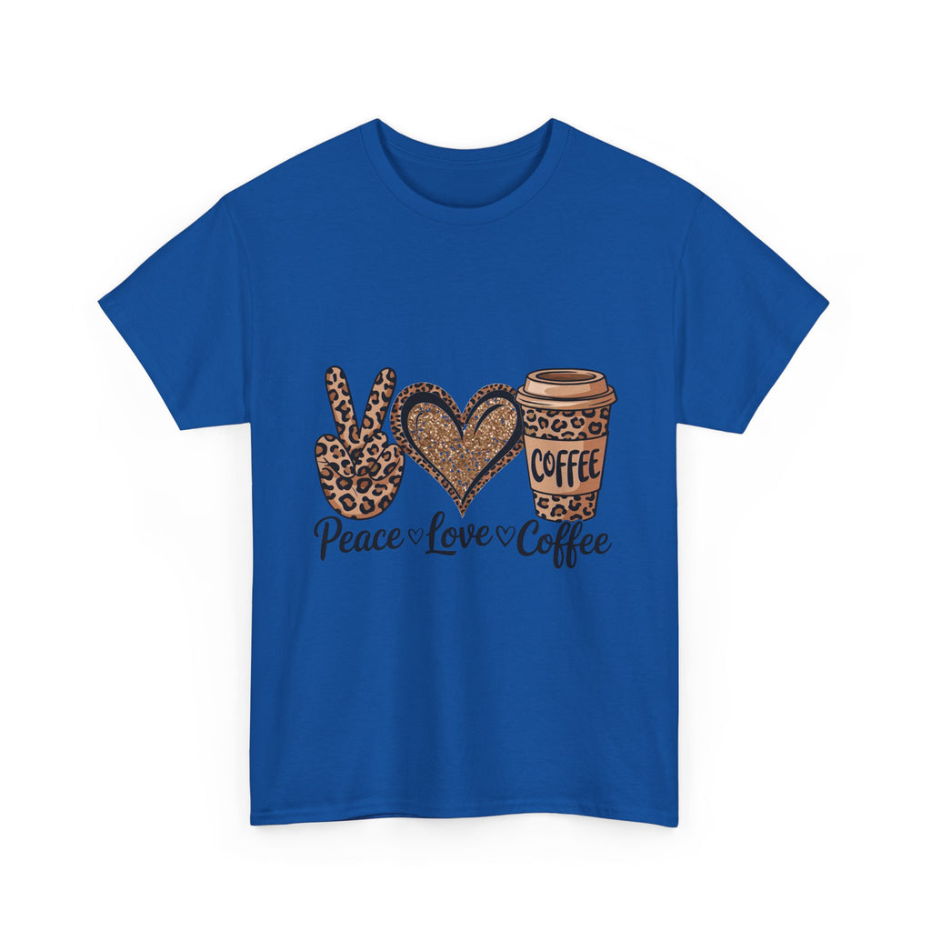Peace, Love, Coffee Unisex Tee | Cozy Graphic Tee for Coffee Lovers