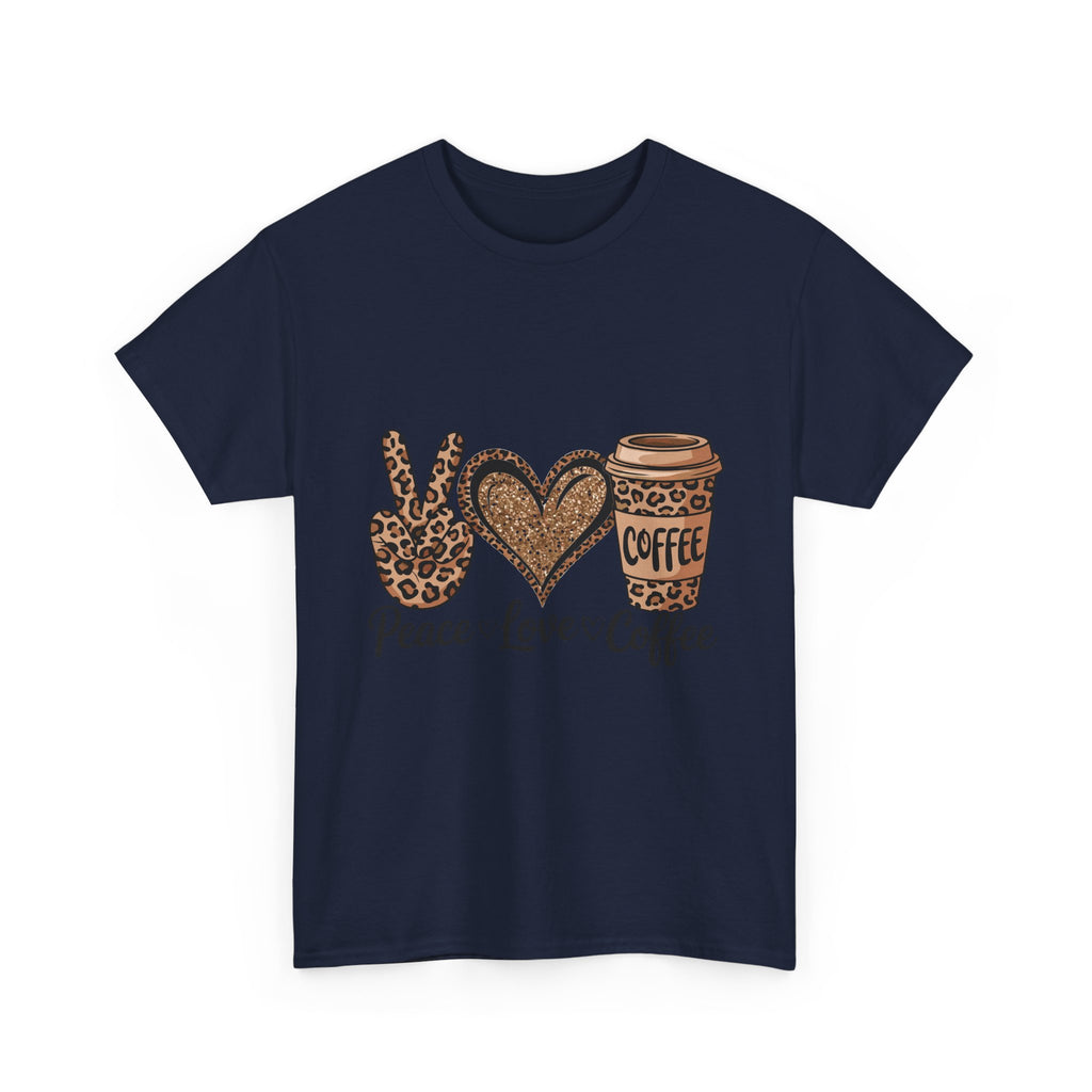 Peace, Love, Coffee Unisex Tee | Cozy Graphic Tee for Coffee Lovers