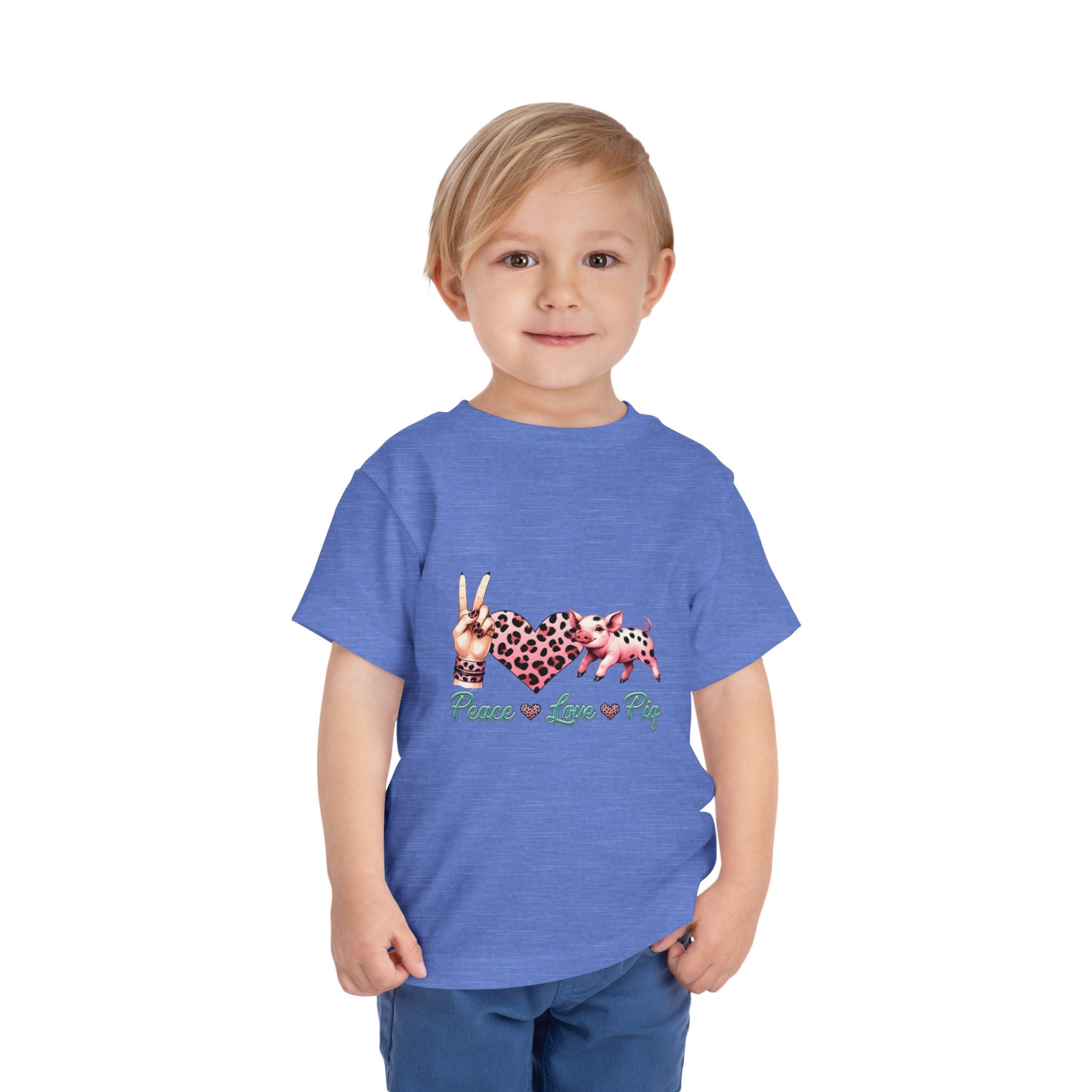 Toddler Peace, Love & Pig Tee, Cute Kid's T-Shirt, Animal Lovers Gift, Birthday Outfit, Playful Graphic Tee