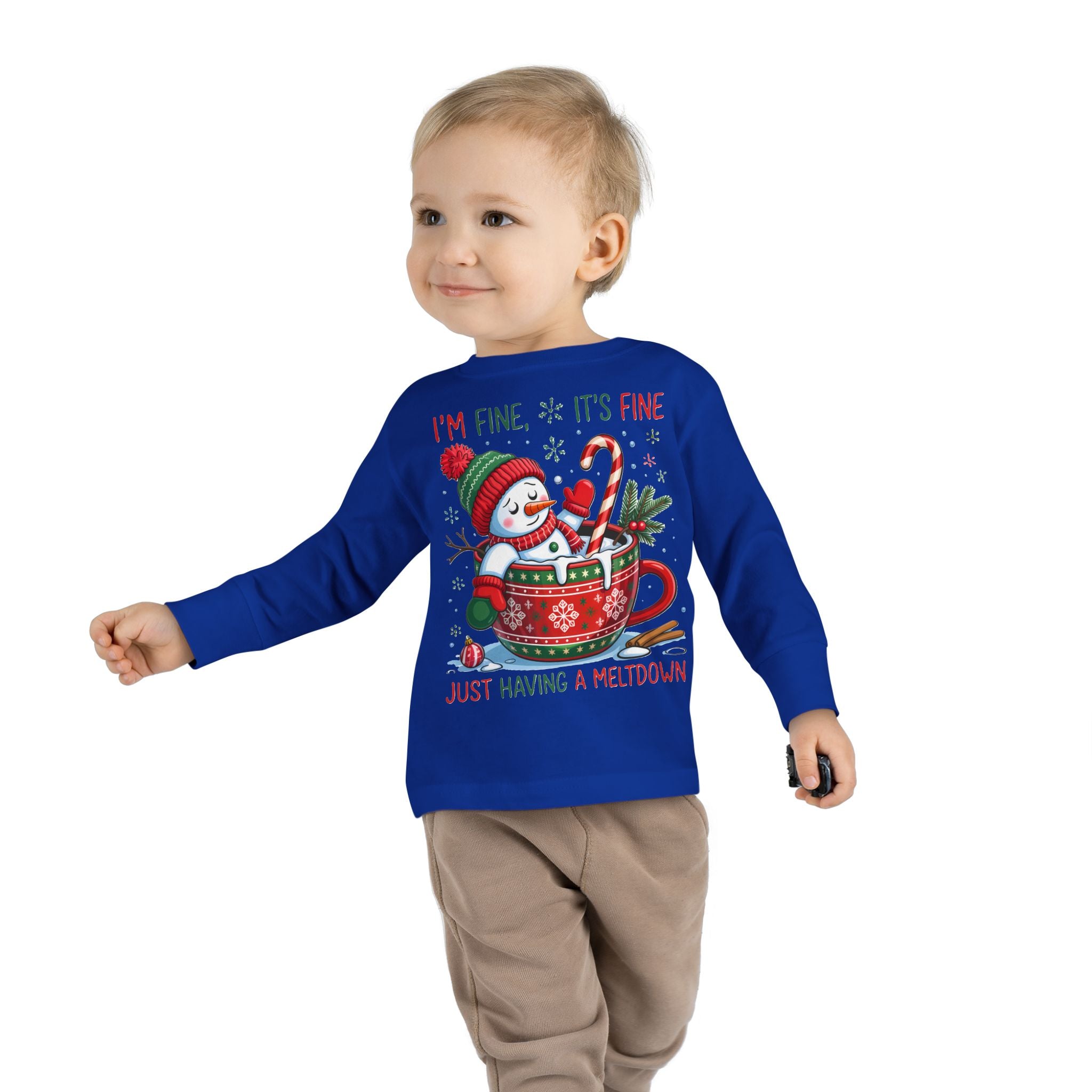 Cute Holiday Toddler Long Sleeve Tee, Christmas Shirt, Funny Snowman Top, Children's Winter Apparel, Merry & Bright Gift