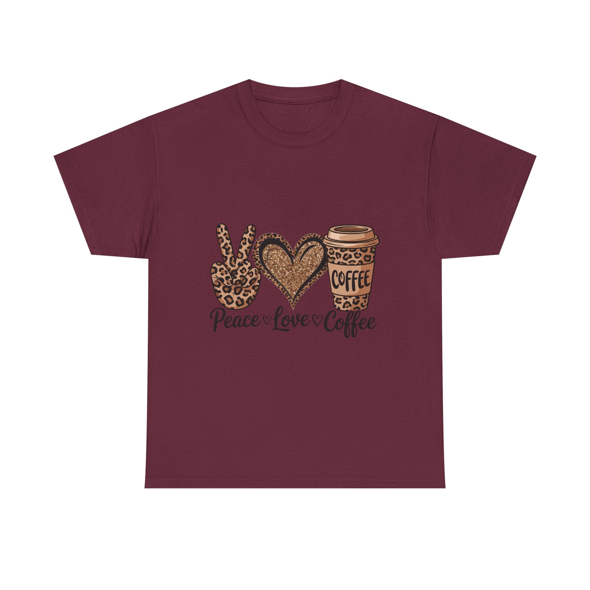Peace, Love, Coffee Unisex Tee | Cozy Graphic Tee for Coffee Lovers