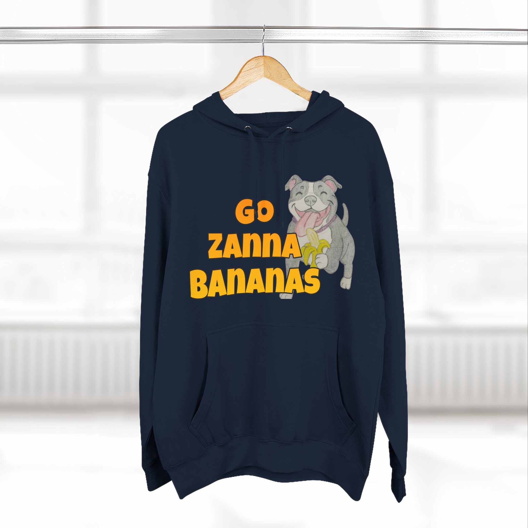 Go Zanna Bananas Fleece Hoodie, Funny Pet Lover Gift, Cozy Sweatshirt for Dog Owners, Perfect for Casual Wear, Great for Birthdays