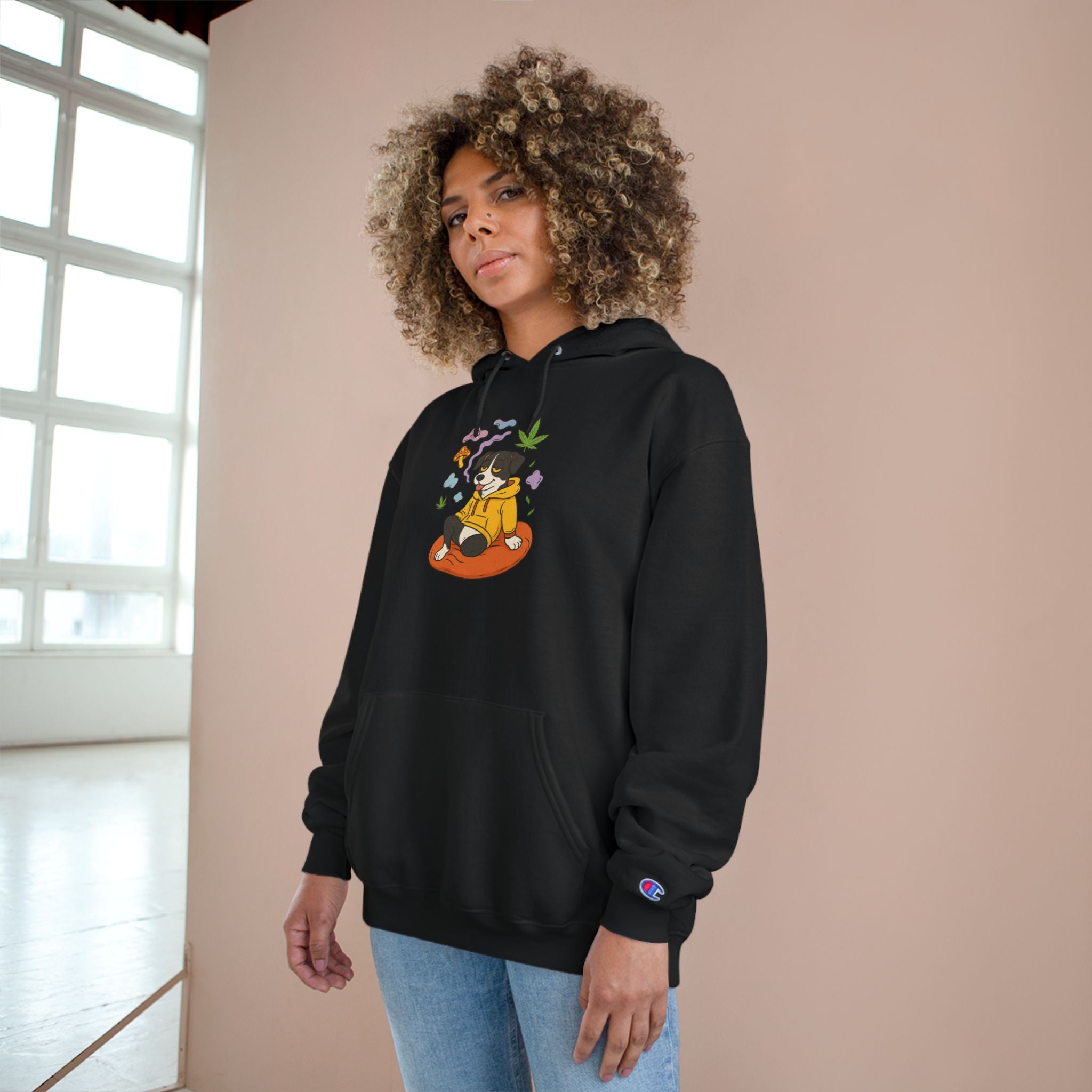 Cozy Floral Graphic Champion Hoodie, Unisex Comfort Wear, Stylish Gift for Friends, Trendy Everyday Hoodie, Ideal for Chill Days