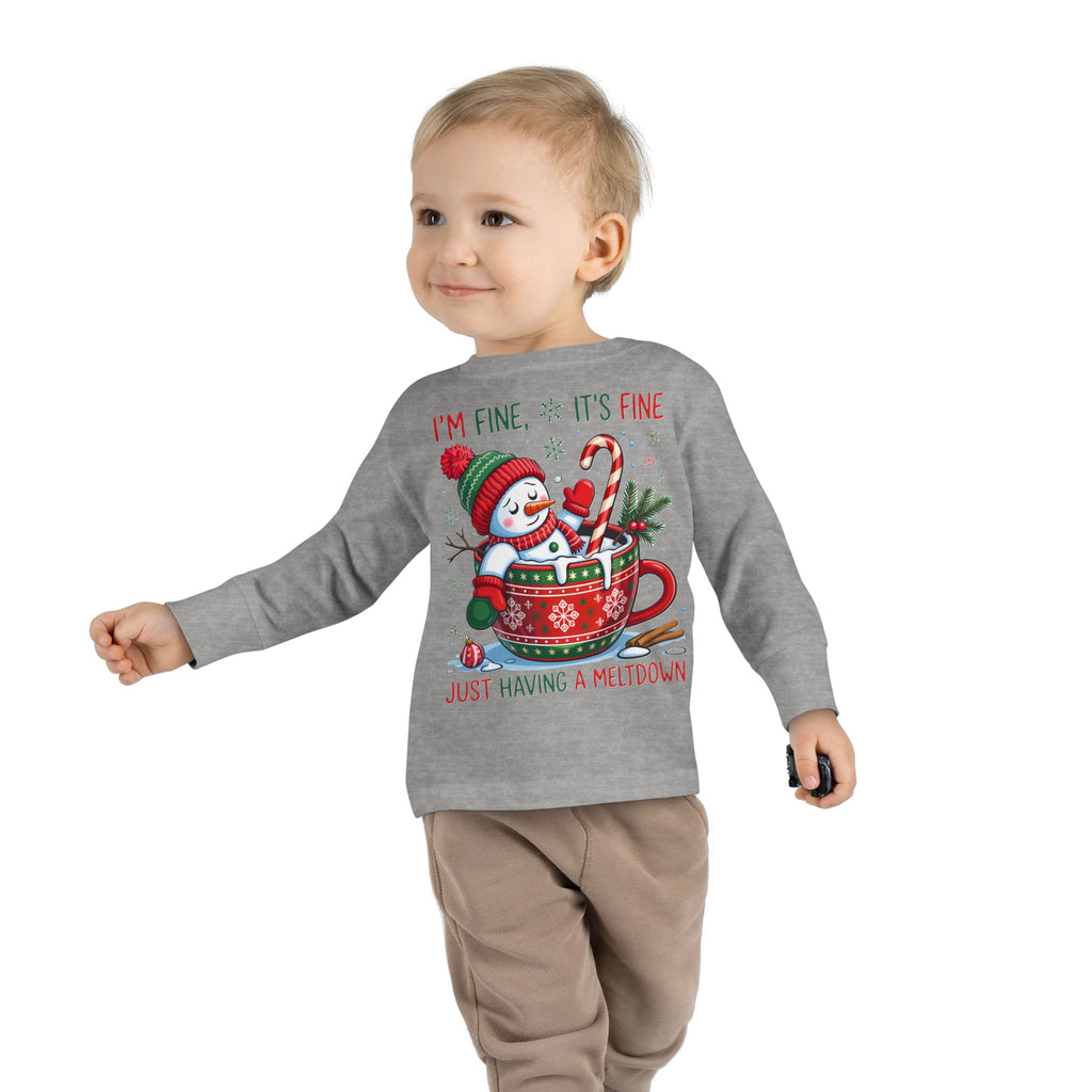 Cute Holiday Toddler Long Sleeve Tee, Christmas Shirt, Funny Snowman Top, Children's Winter Apparel, Merry & Bright Gift