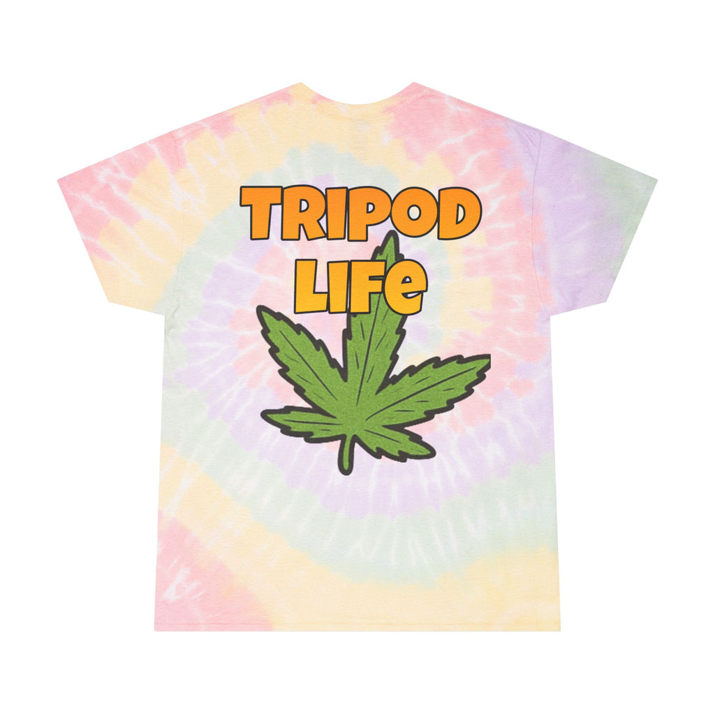 TWO SIDED: Spiral Tie-Dye Tee with Fun Cannabis Designs, Perfect for Casual Outings, Gifts, 420 Events, and Relaxing Vibes