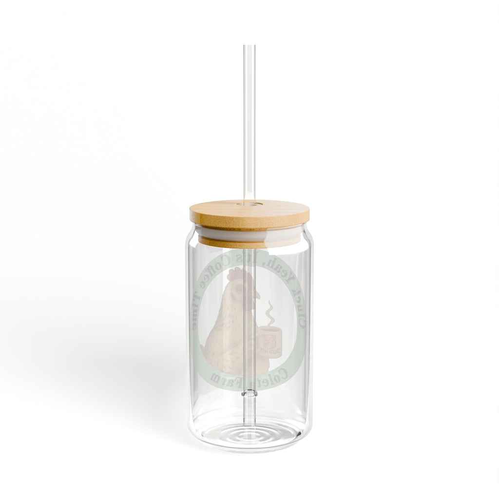 Charming 16 oz Sipper Glass with Farm Fresh Design, Perfect for Coffee Lovers, Gift Idea, Farmhouse Decor, Eco-Friendly Drinkware