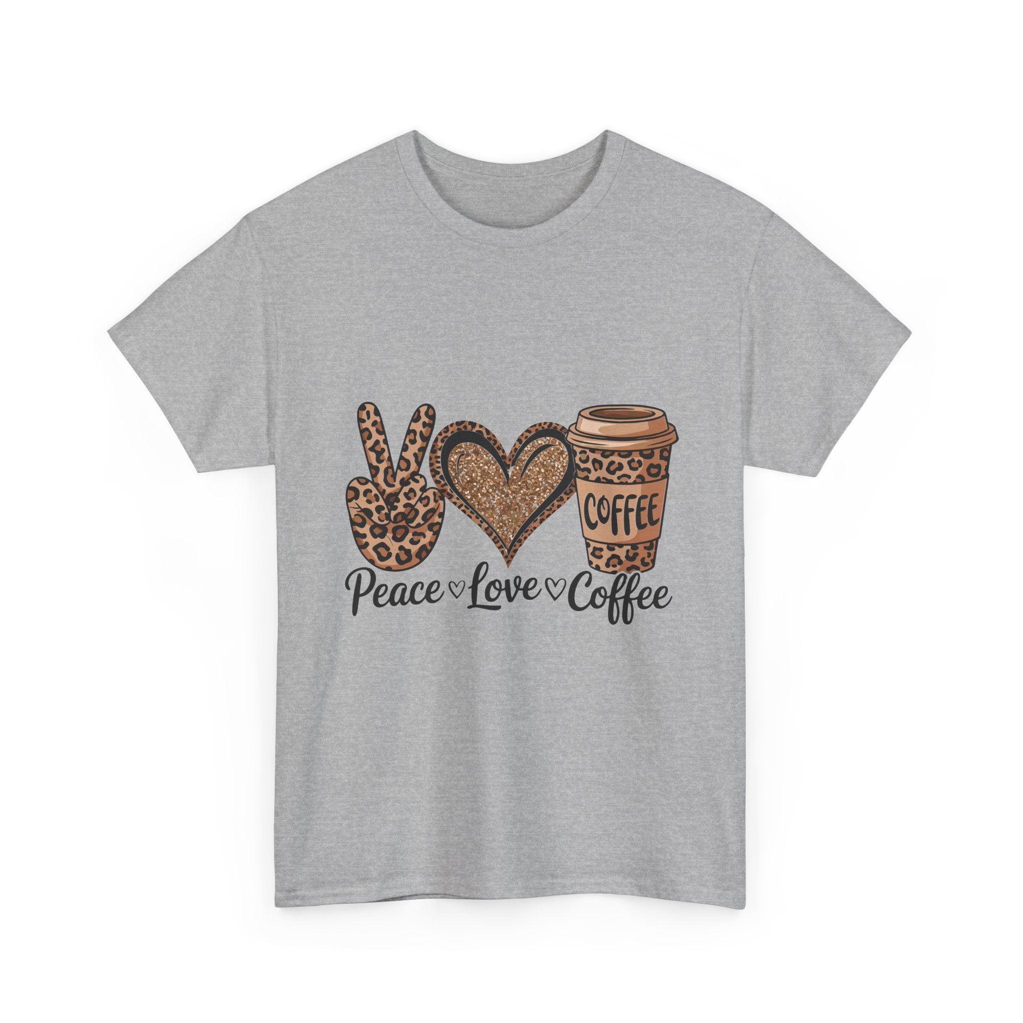 Peace, Love, Coffee Unisex Tee | Cozy Graphic Tee for Coffee Lovers
