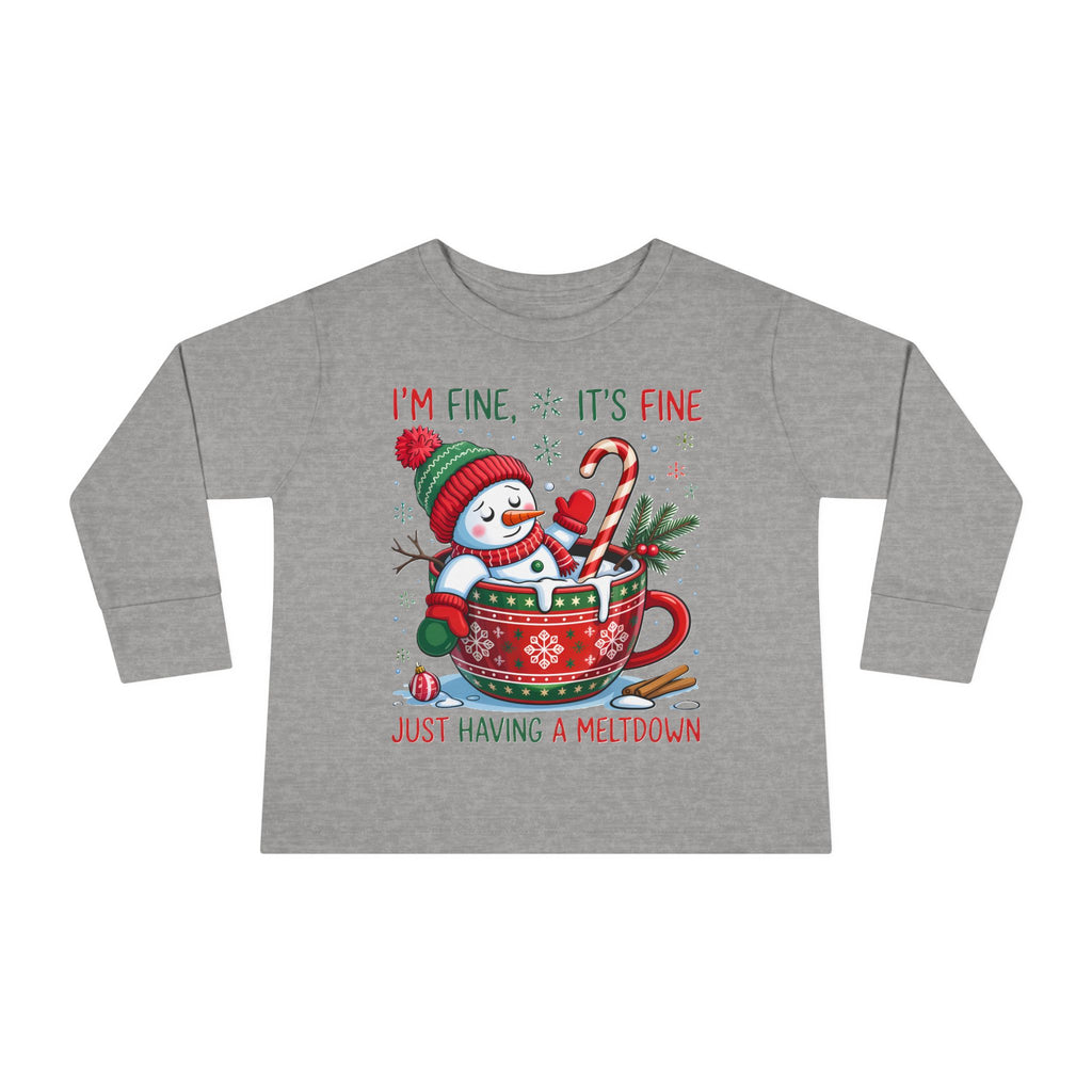 Cute Holiday Toddler Long Sleeve Tee, Christmas Shirt, Funny Snowman Top, Children's Winter Apparel, Merry & Bright Gift