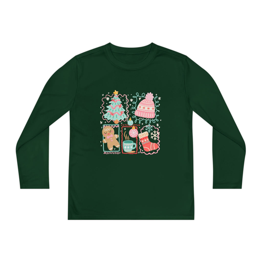 Youth Long Sleeve Christmas Tee, Holiday Shirt for Kids, Cozy Winter Apparel, Gift Idea for Christmas & Birthdays, Festive Clothing
