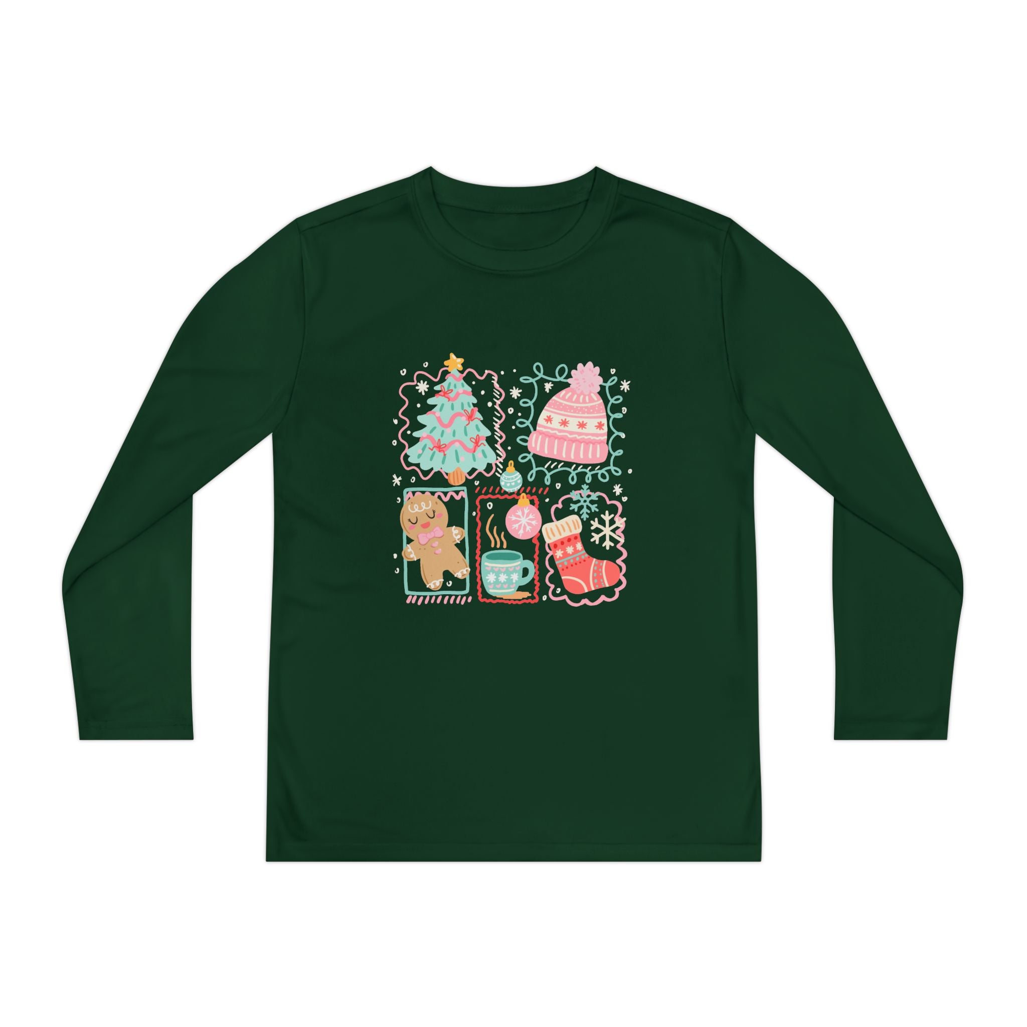 Youth Long Sleeve Christmas Tee, Holiday Shirt for Kids, Cozy Winter Apparel, Gift Idea for Christmas & Birthdays, Festive Clothing