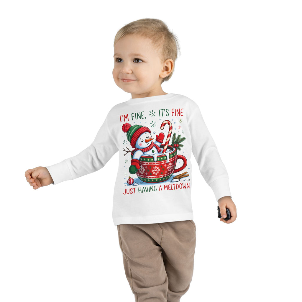 Cute Holiday Toddler Long Sleeve Tee, Christmas Shirt, Funny Snowman Top, Children's Winter Apparel, Merry & Bright Gift