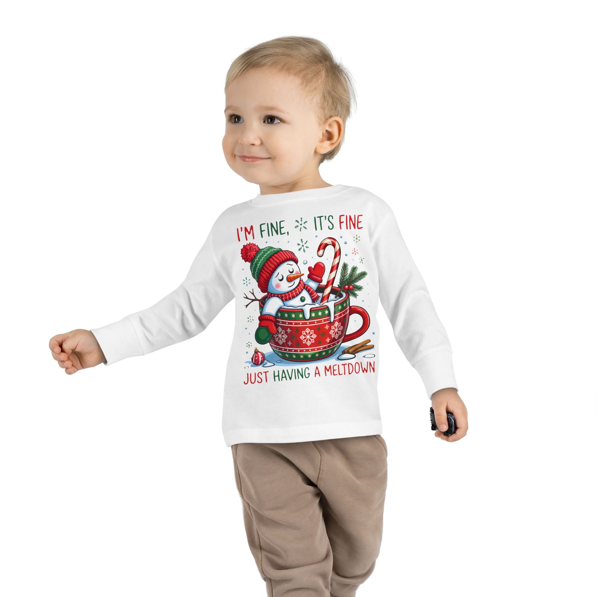 Cute Holiday Toddler Long Sleeve Tee, Christmas Shirt, Funny Snowman Top, Children's Winter Apparel, Merry & Bright Gift