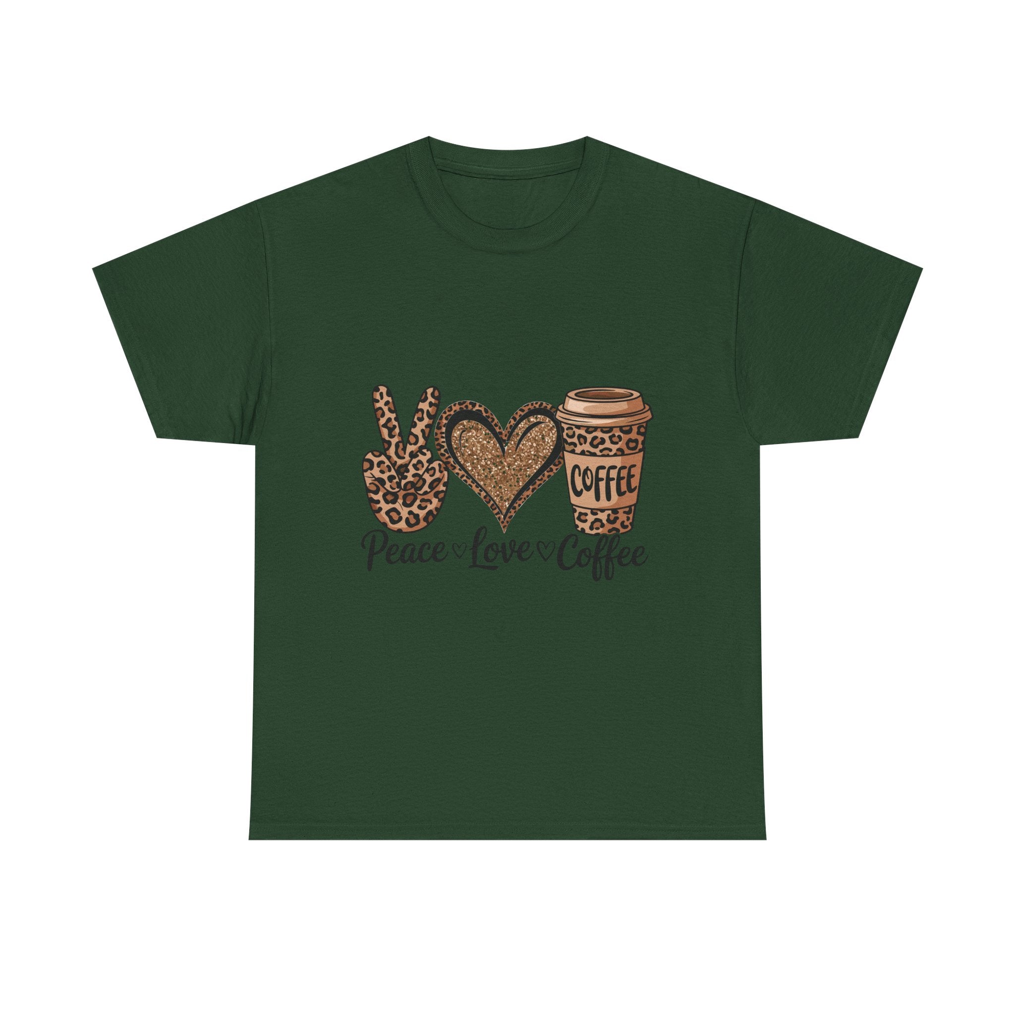 Peace, Love, Coffee Unisex Tee | Cozy Graphic Tee for Coffee Lovers