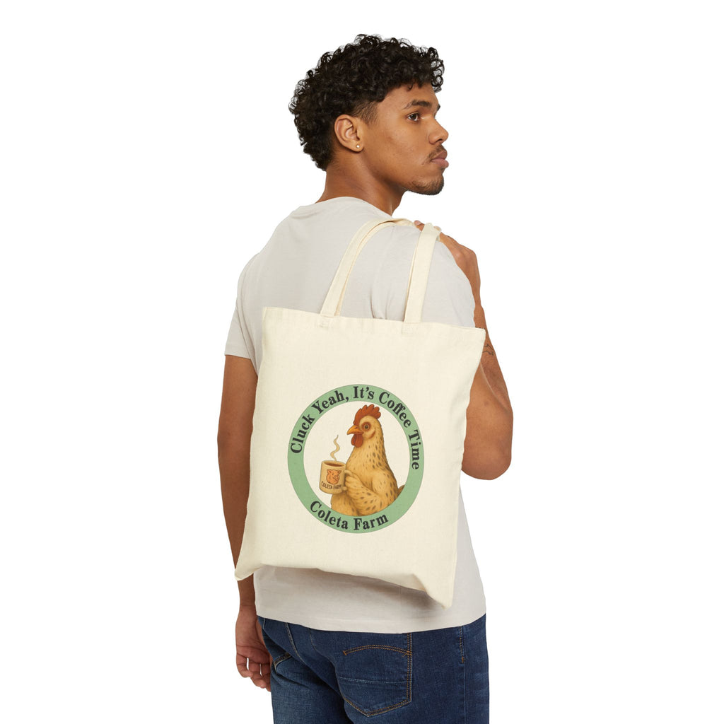 Coffee-Themed Cotton Canvas Tote Bag, Eco-Friendly Shopping Tote, Farm Fresh Design, Gift for Coffee Lovers, Reusable Grocery Bag